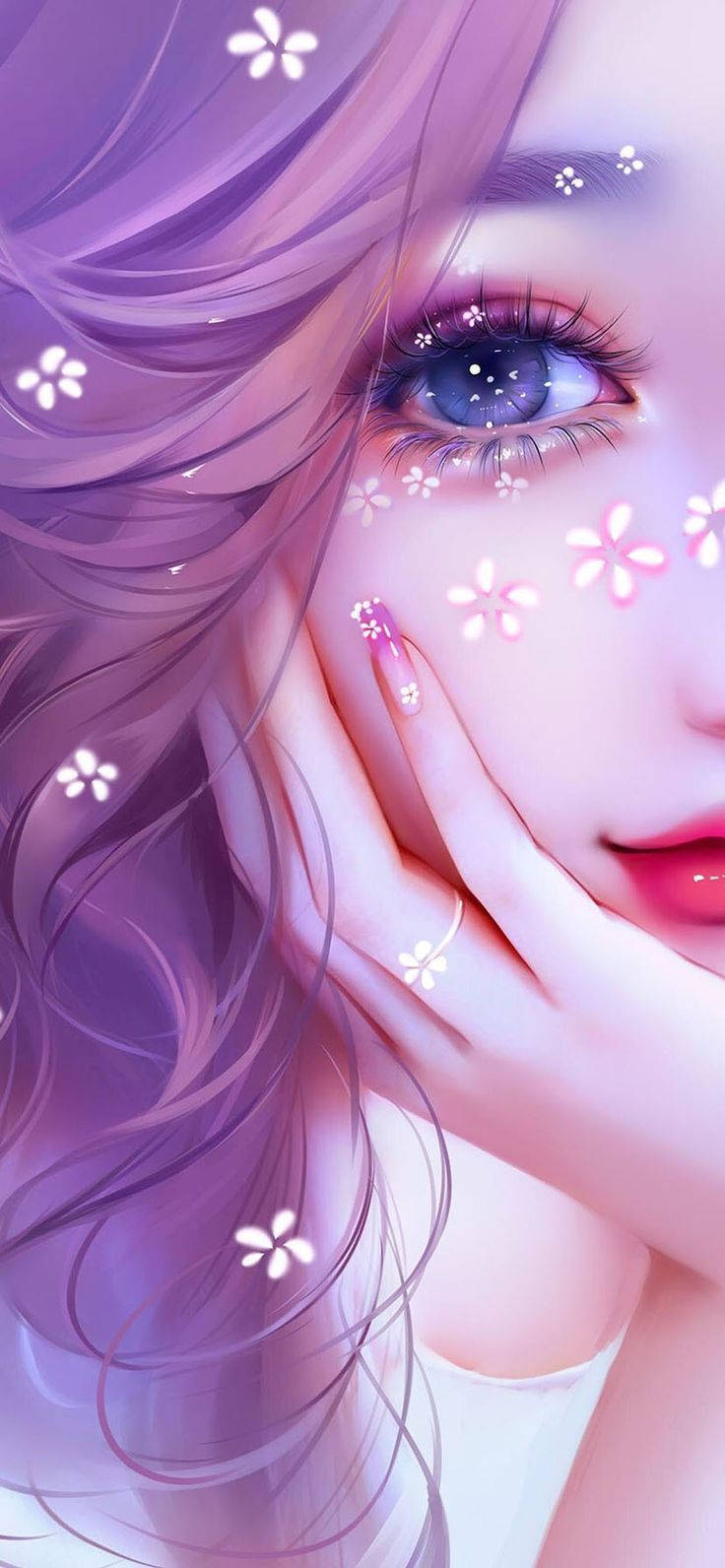 Kawaii Cute na Babae na May Bulaklak na Acessory Wallpaper
