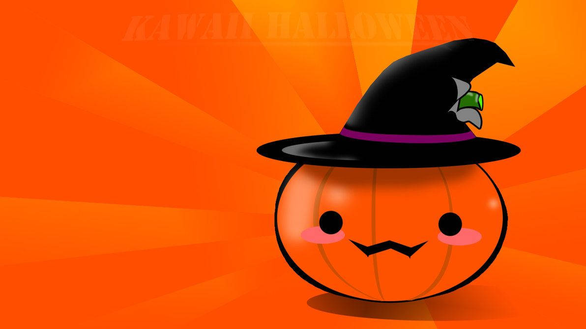 Kawaii Halloween na Sombrero ng Bruha Wallpaper