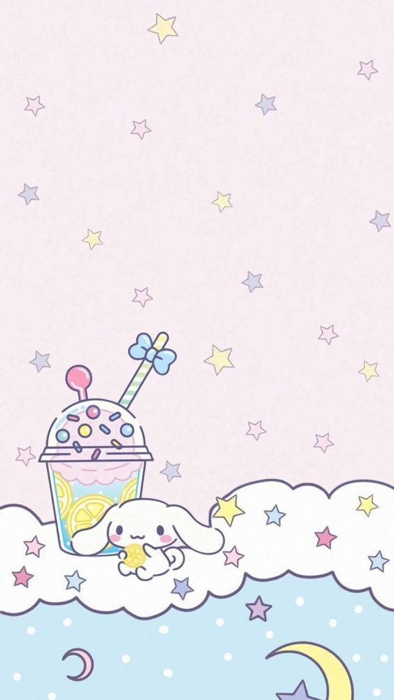 Kawaii HD Cinnamoroll at mga Bituin Wallpaper
