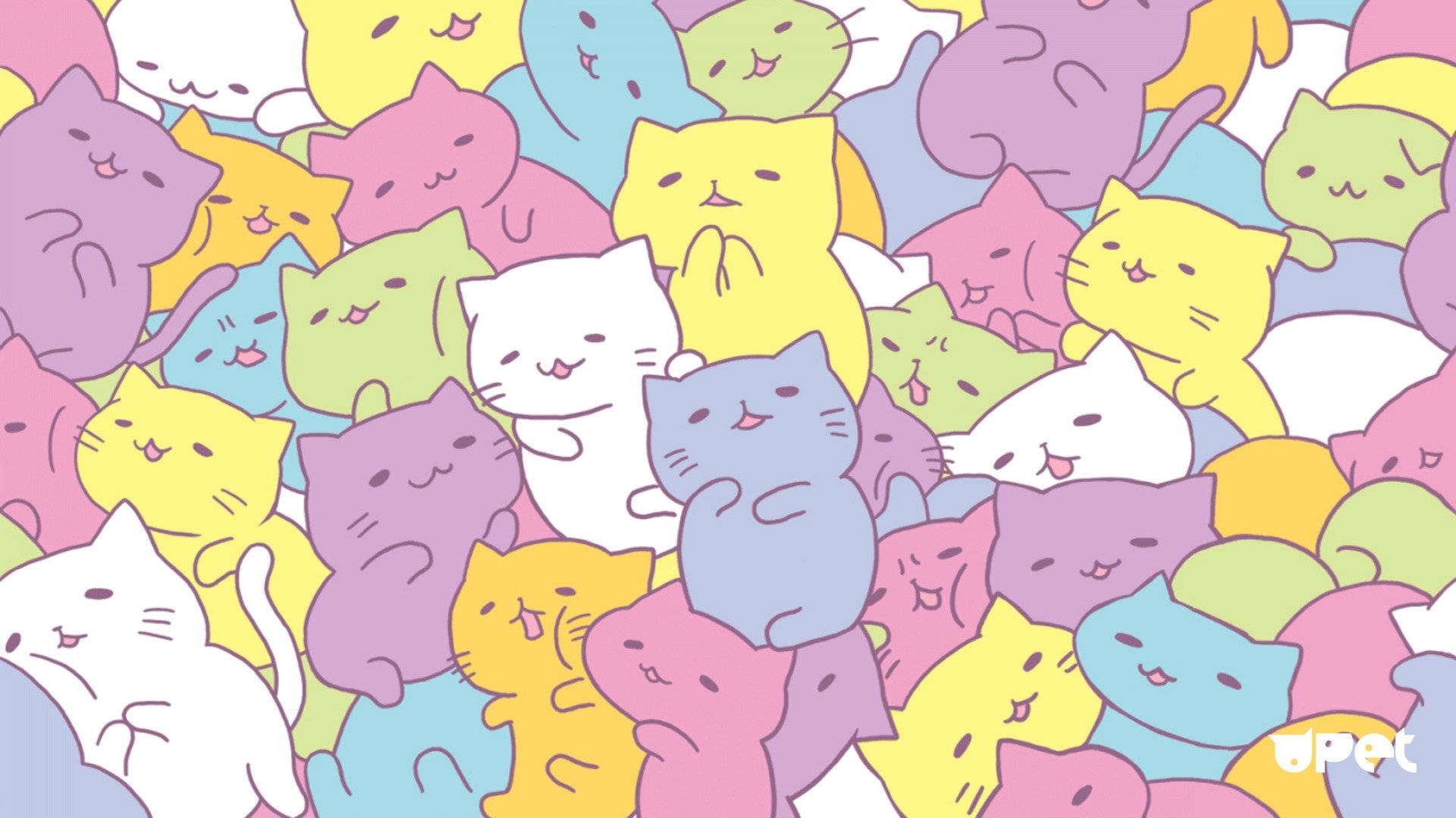 Kawaii HD Makukulay na Pusa Wallpaper
