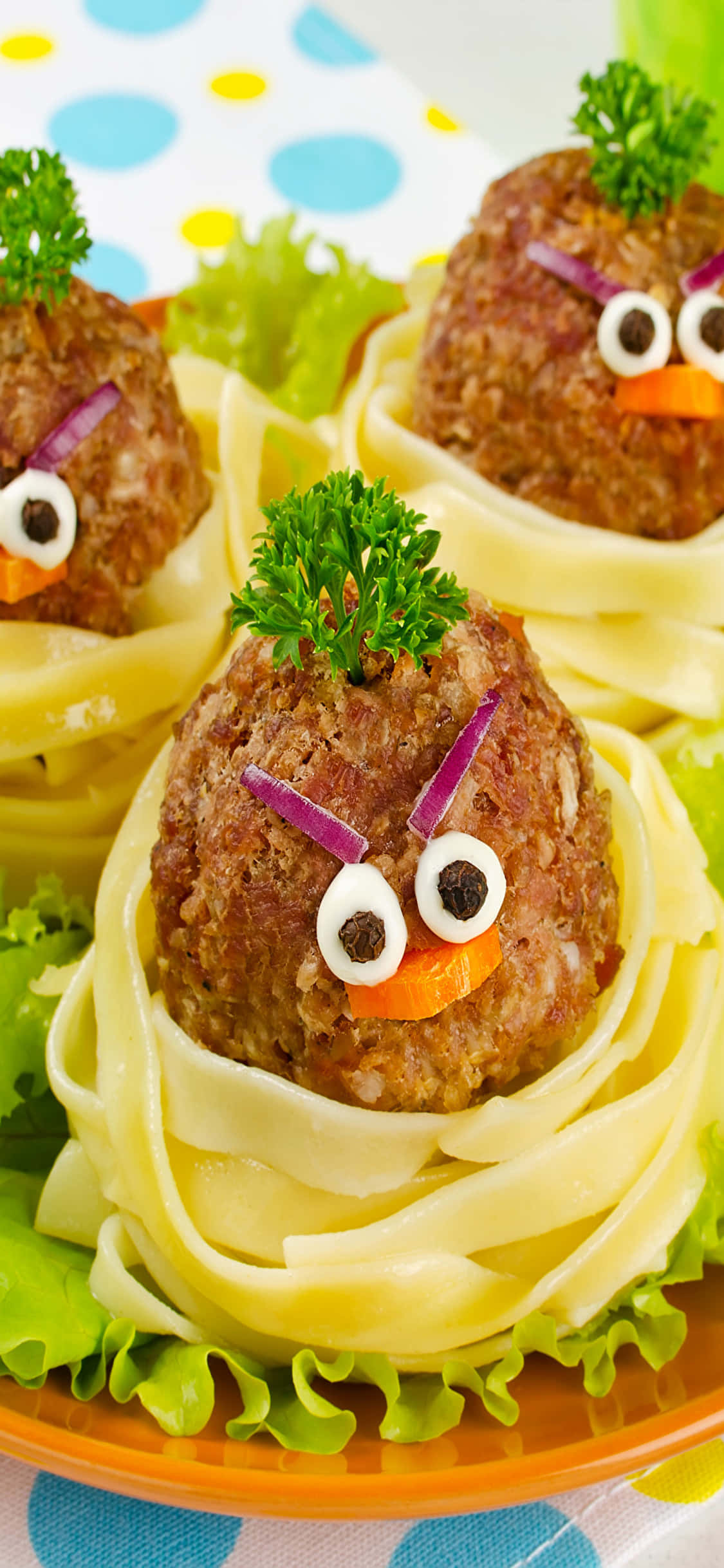 Kawaii Meatball Na May Mukha iPhone X Pasta Background Wallpaper