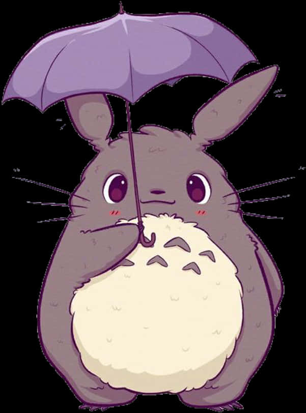 Kawaii na Nilalang na may Payong Wallpaper