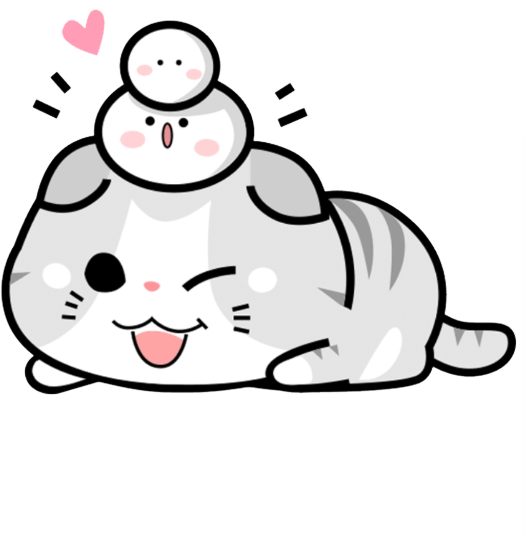 Kawaii na Pusa at Selyo na Magkaibigan.PNG Wallpaper