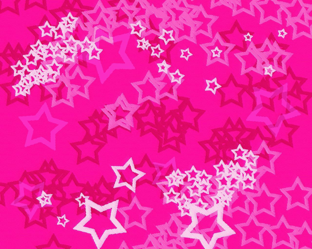 Kawaii Pink Background na May mga Bituin Wallpaper