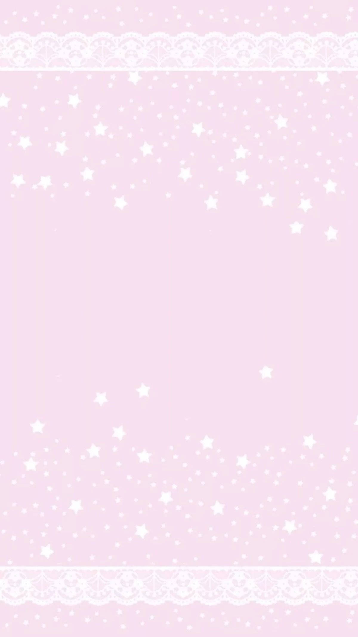 Kawaii Pink Wallpaper na May Mga Bituin at Bordas Wallpaper