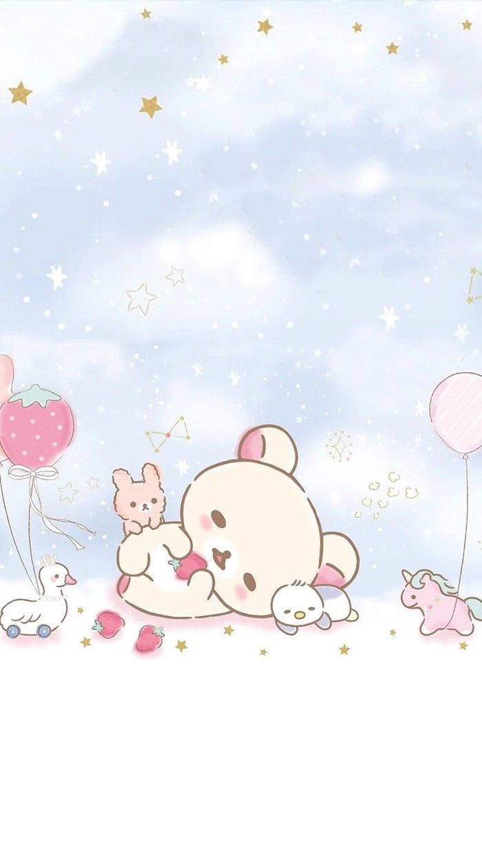 Kawaii Rilakkuma na May Mga Kulay Rosas na Karakter Wallpaper