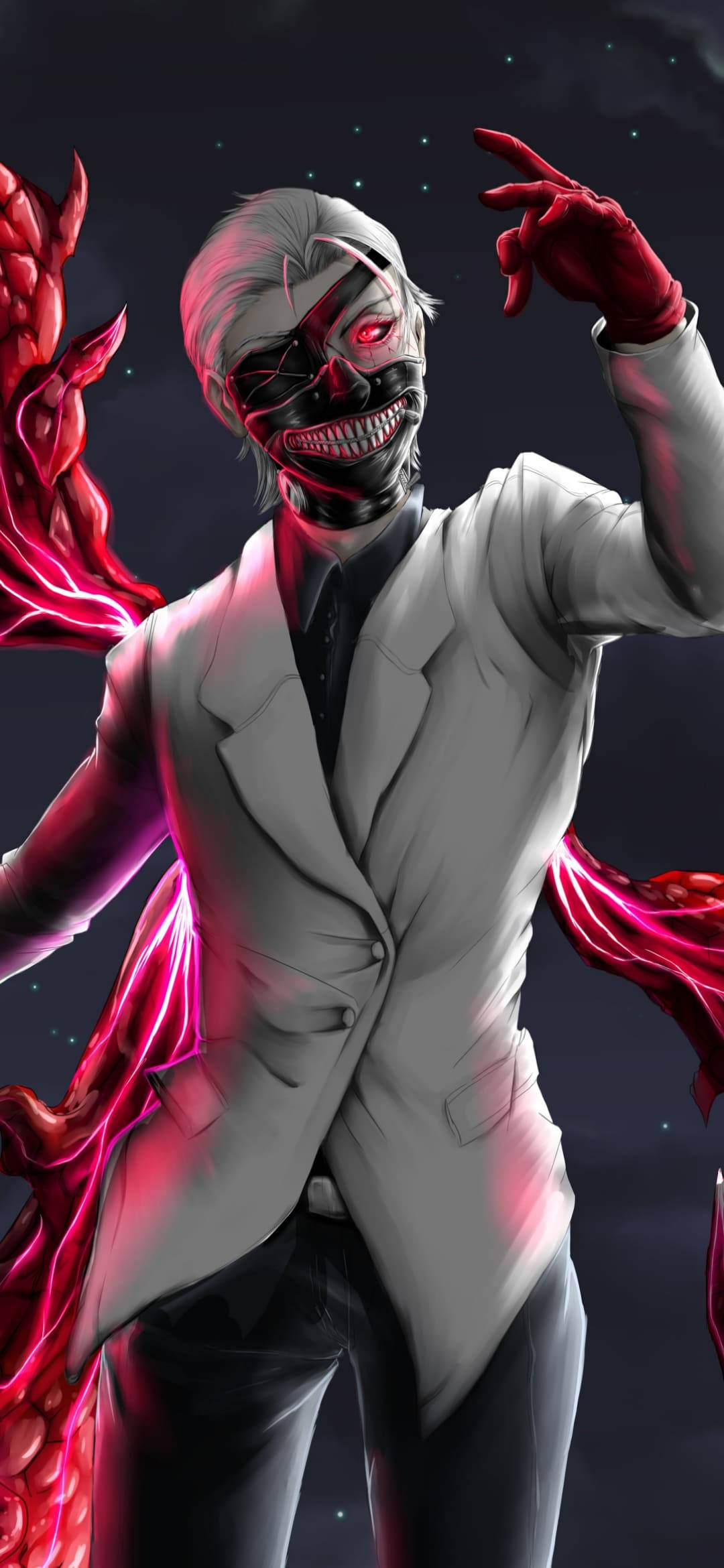 Ken White Tux Tokyo Ghoul iPhone Background Wallpaper