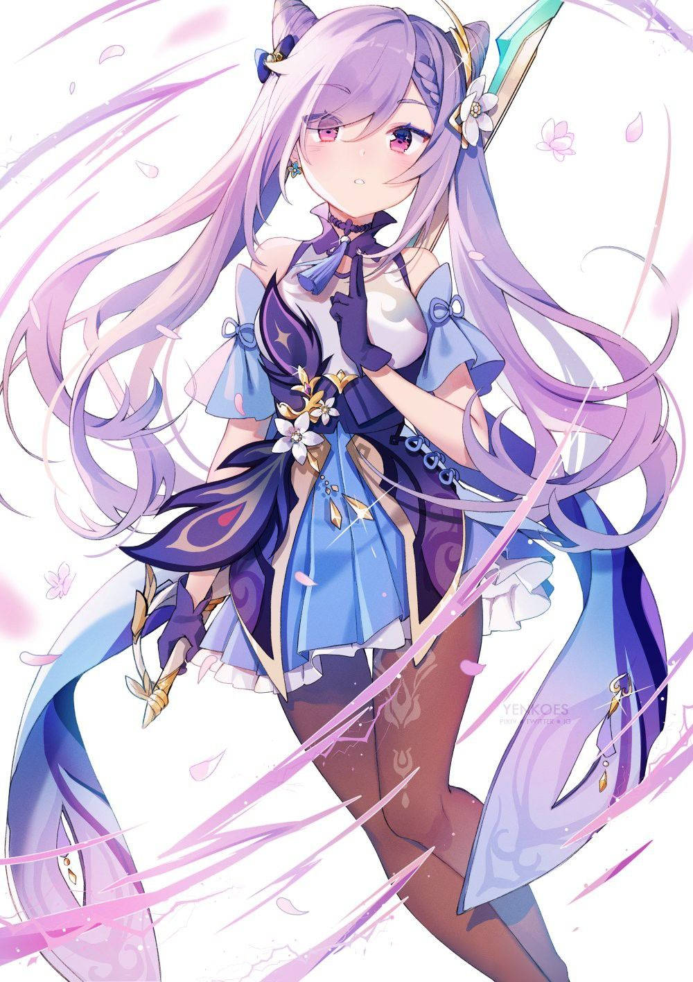 Keqing, nakatayo nang may matatag na tindig sa Genshin Impact Wallpaper