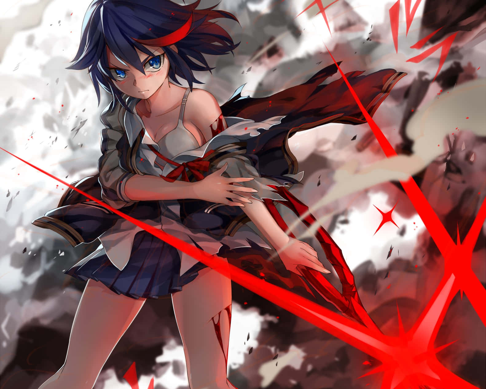 Kill La Kill Ryuko na May Nagniningas na Pulang Talim Wallpaper