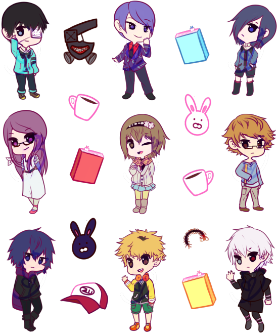 Koleksyon ng mga Karakter na Estilong Chibi Wallpaper