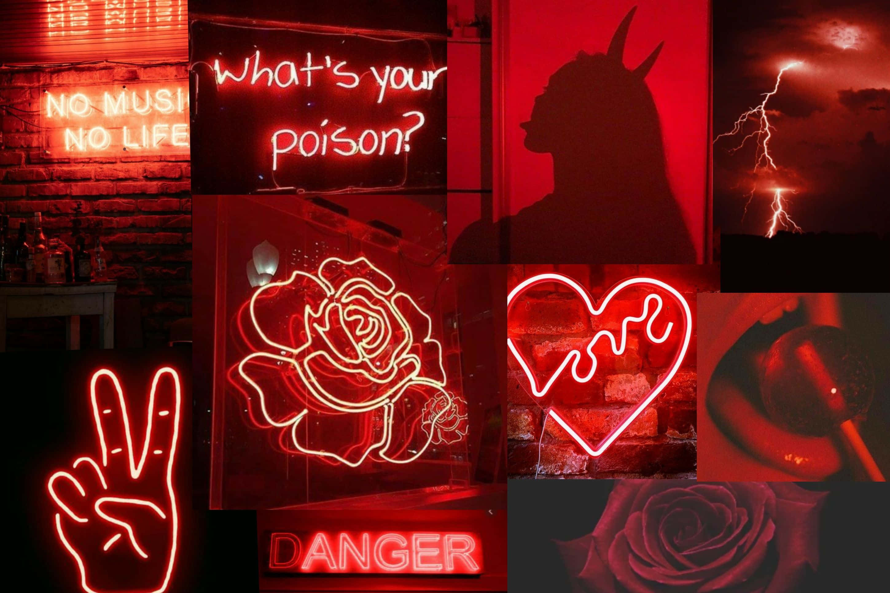 Koleksyon ng mga Litrato na Neon Red Aesthetic Wallpaper
