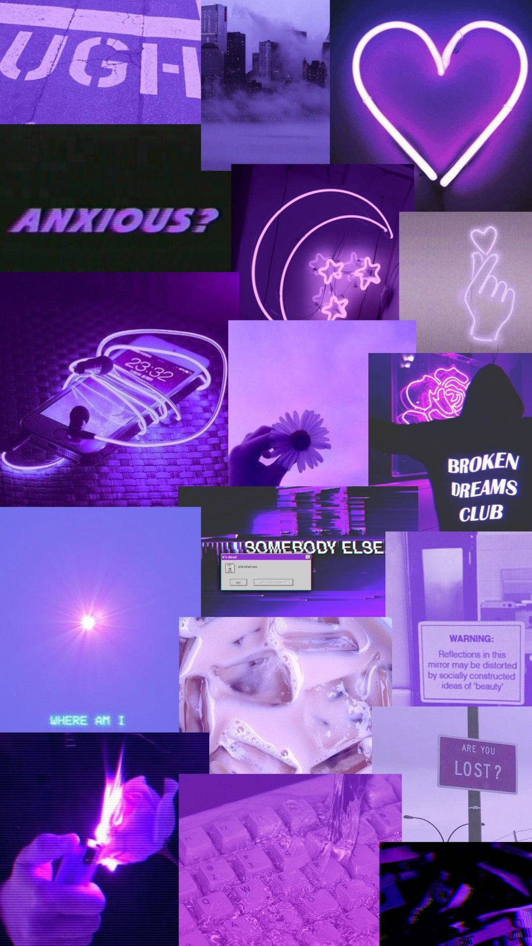 Koleksyong Neon Heart Pastel Purple Tumblr Wallpaper