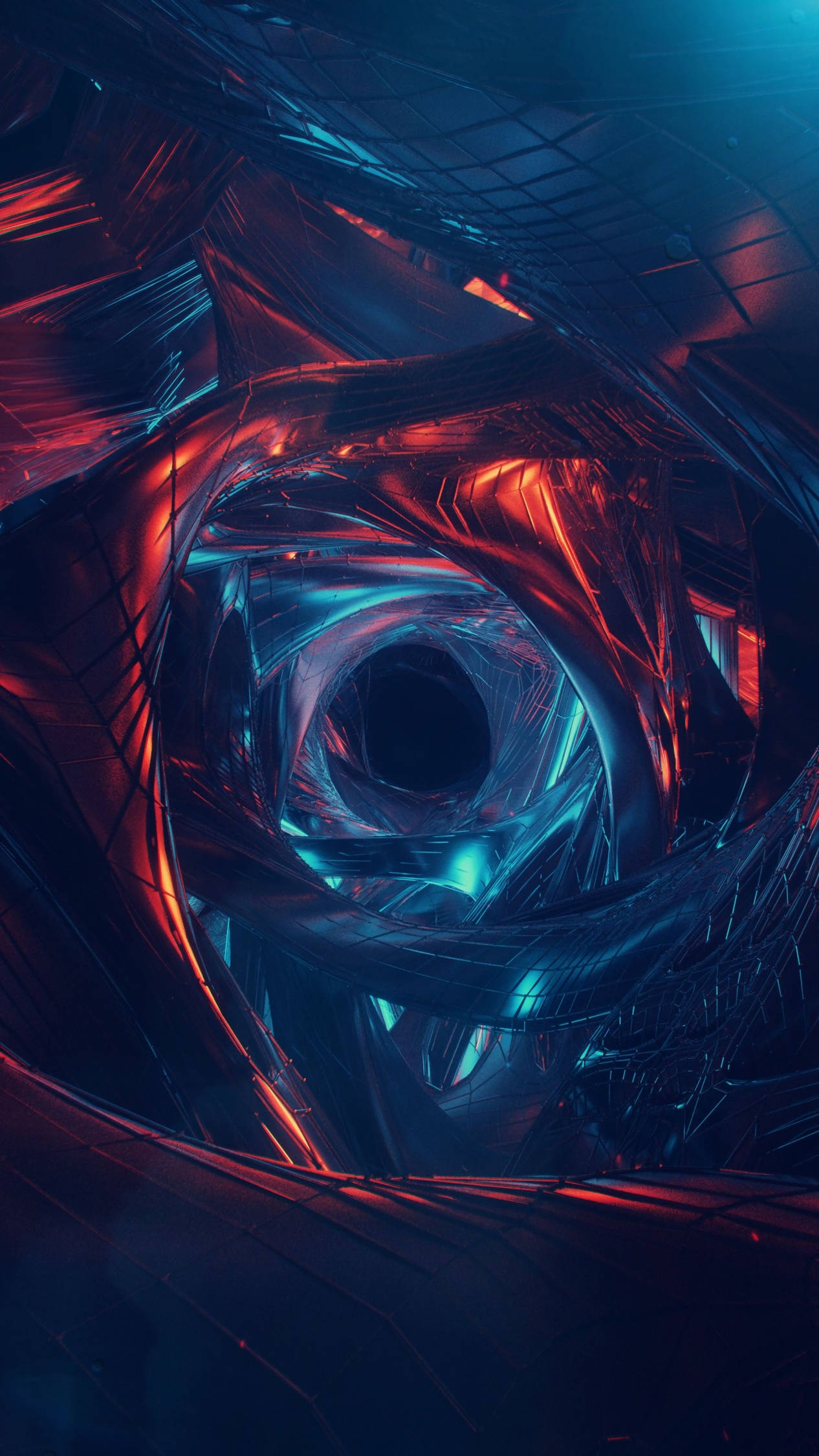 Konseptong Sining ng Futuristic Wormhole na may mga Simbolo ng Android Wallpaper