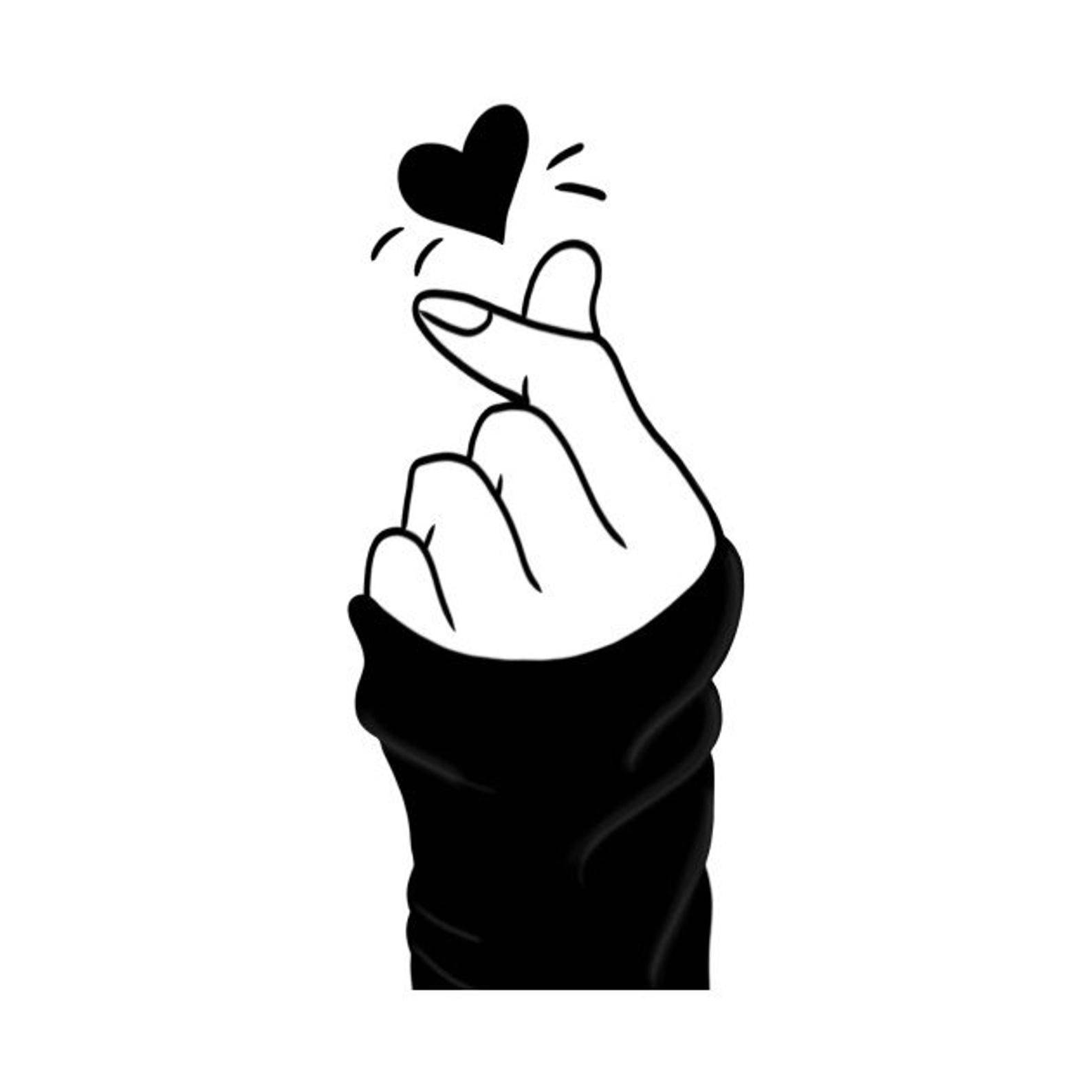Korean Finger Heart na Puting Background Wallpaper