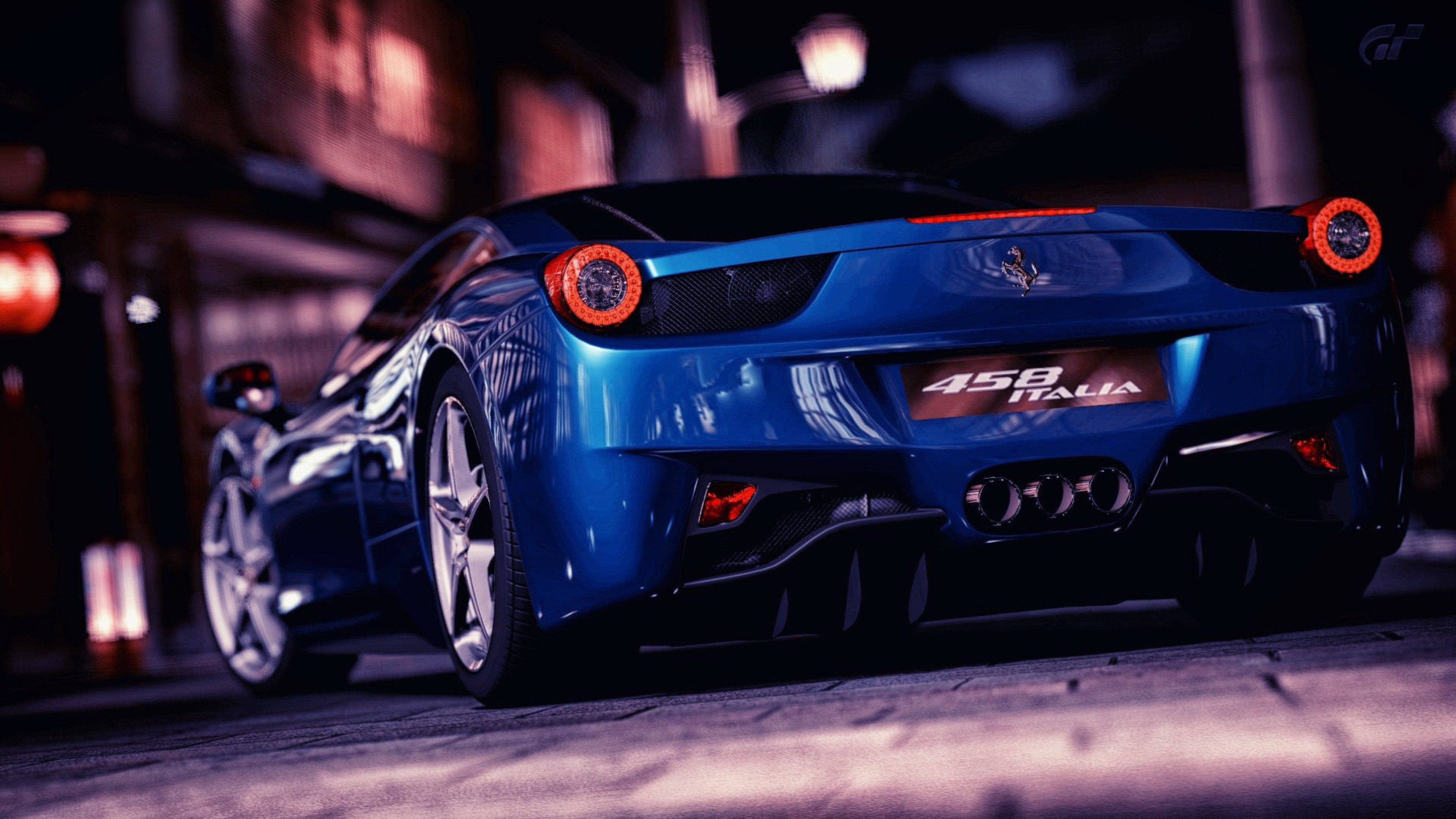 Kotse 4K Blue 458 Italia Ferrari Wallpaper