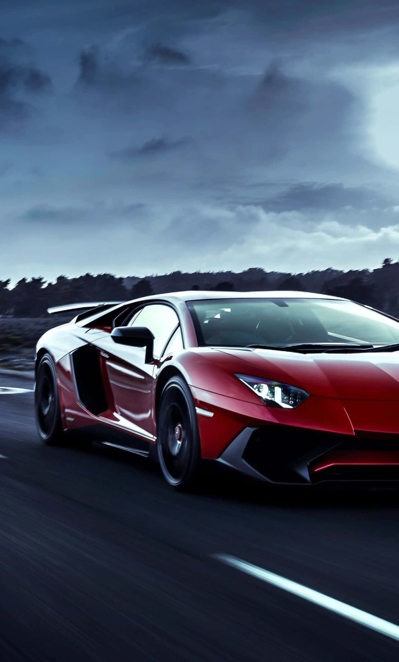 Kotse na Nagmamaneho sa Malungkot na Araw Lamborghini Phone Wallpaper