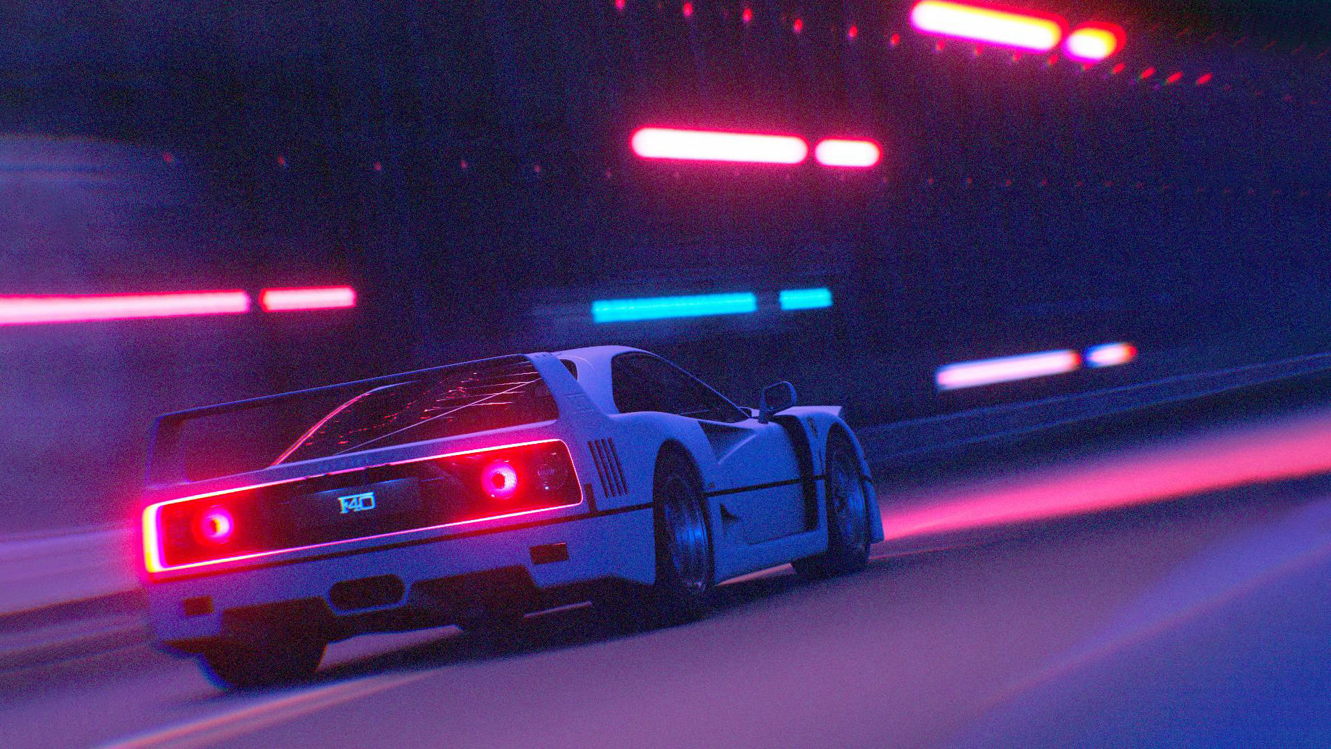 Kotseng JDM na Bumibilis na May mga Neon Lights Wallpaper