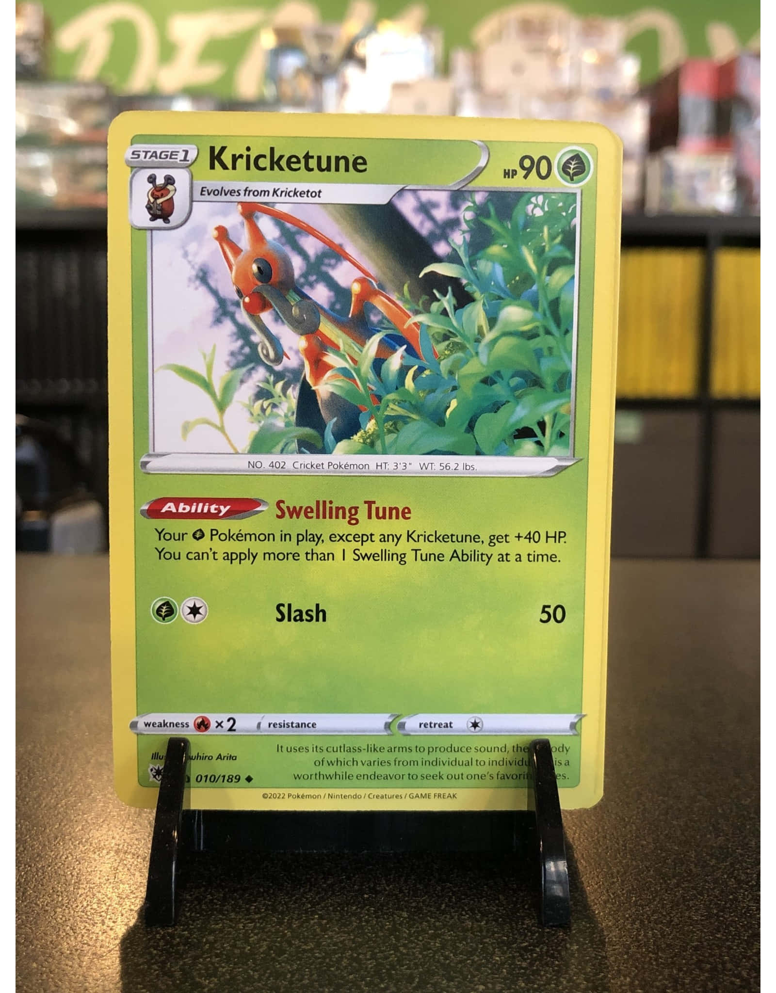 Kricketune Trading Card Sa Itim na Stand Wallpaper