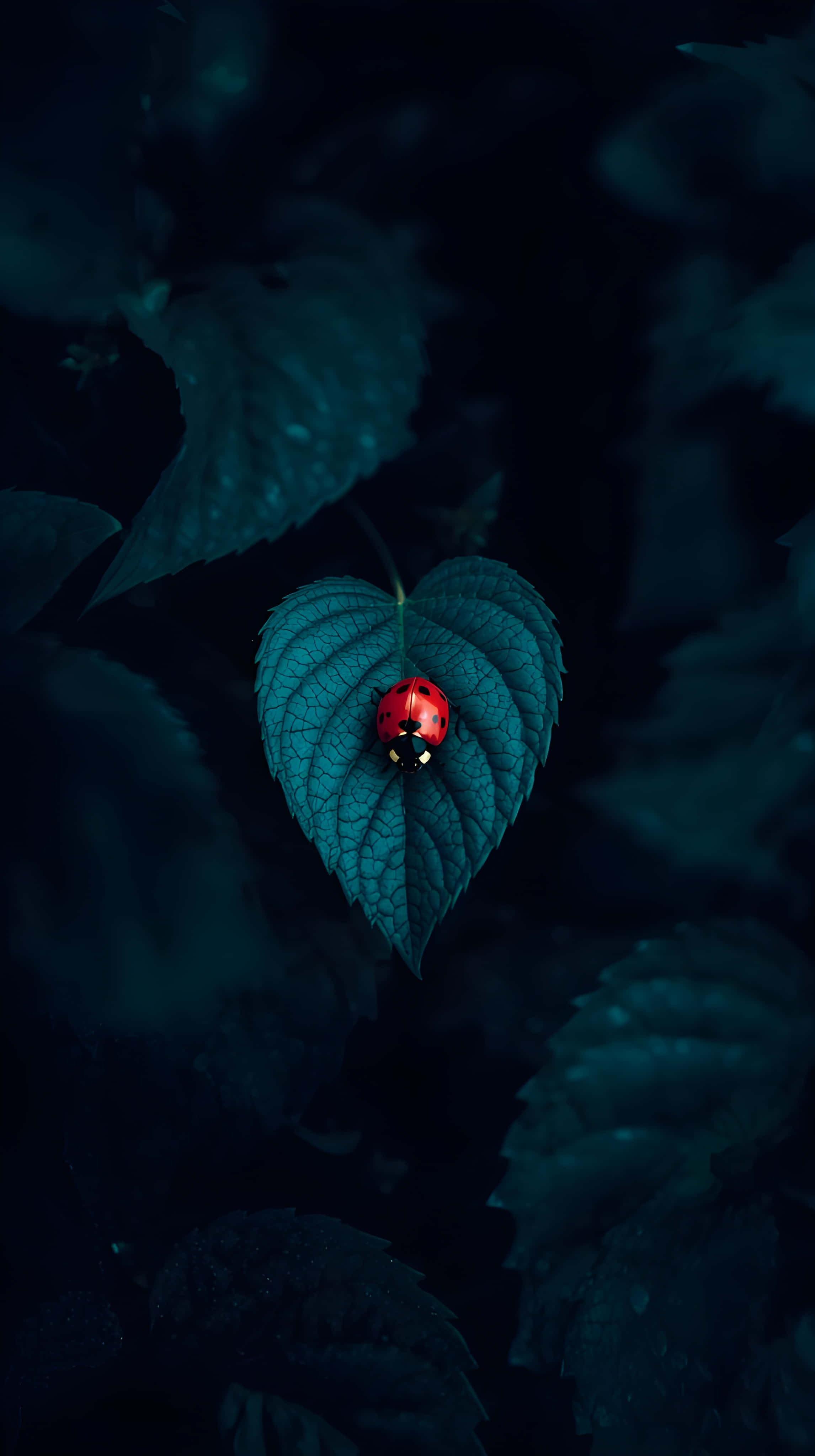 Kulisap sa Malalim na Teal na Dahon Wallpaper
