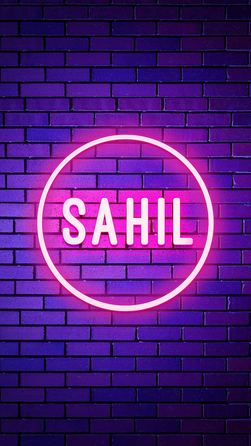 Kumikinang na Neon na Pangalang Sahil Wallpaper