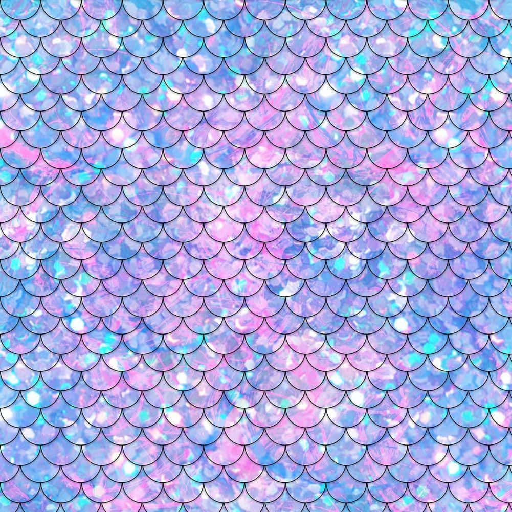 Kumikislap na Mermaid Glitters na Pattern ng Scallop Wallpaper