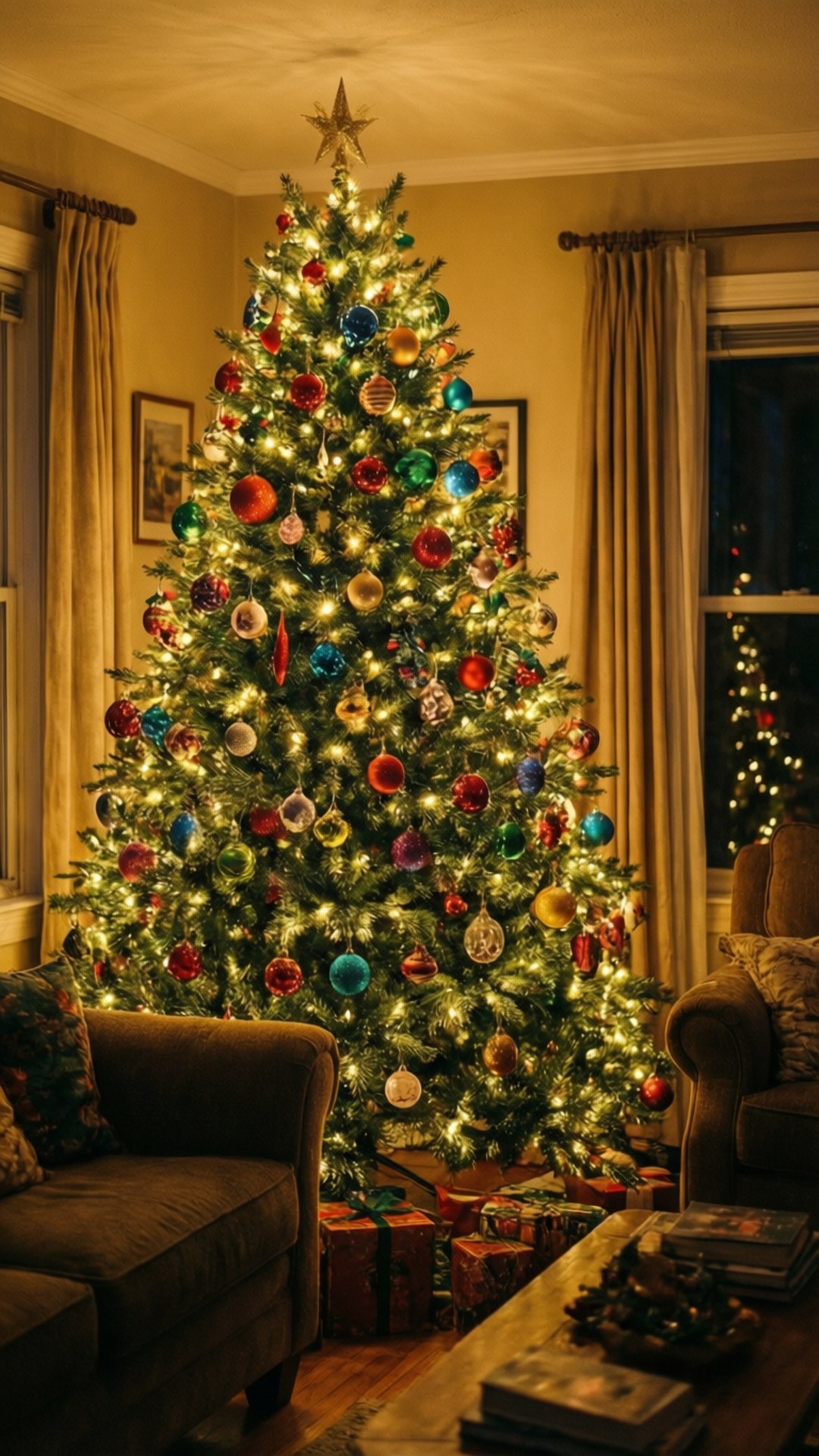 Kumikislap na Puno ng Pasko Wallpaper