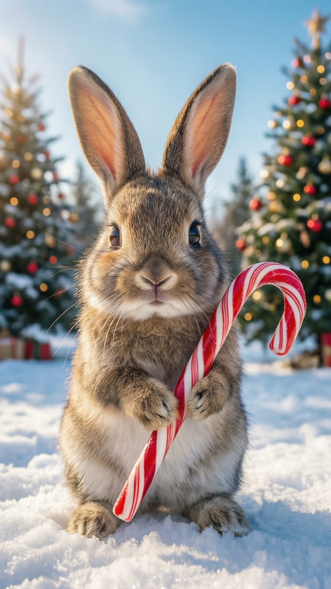 Kuneho na may Candy Cane Wallpaper
