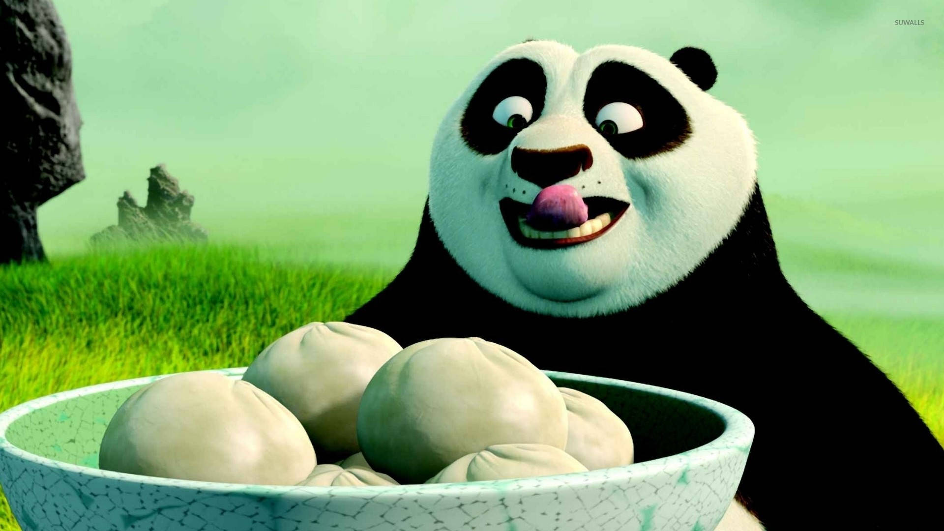 Kung Fu Panda Handa nang Kumain ng Pork Buns Wallpaper
