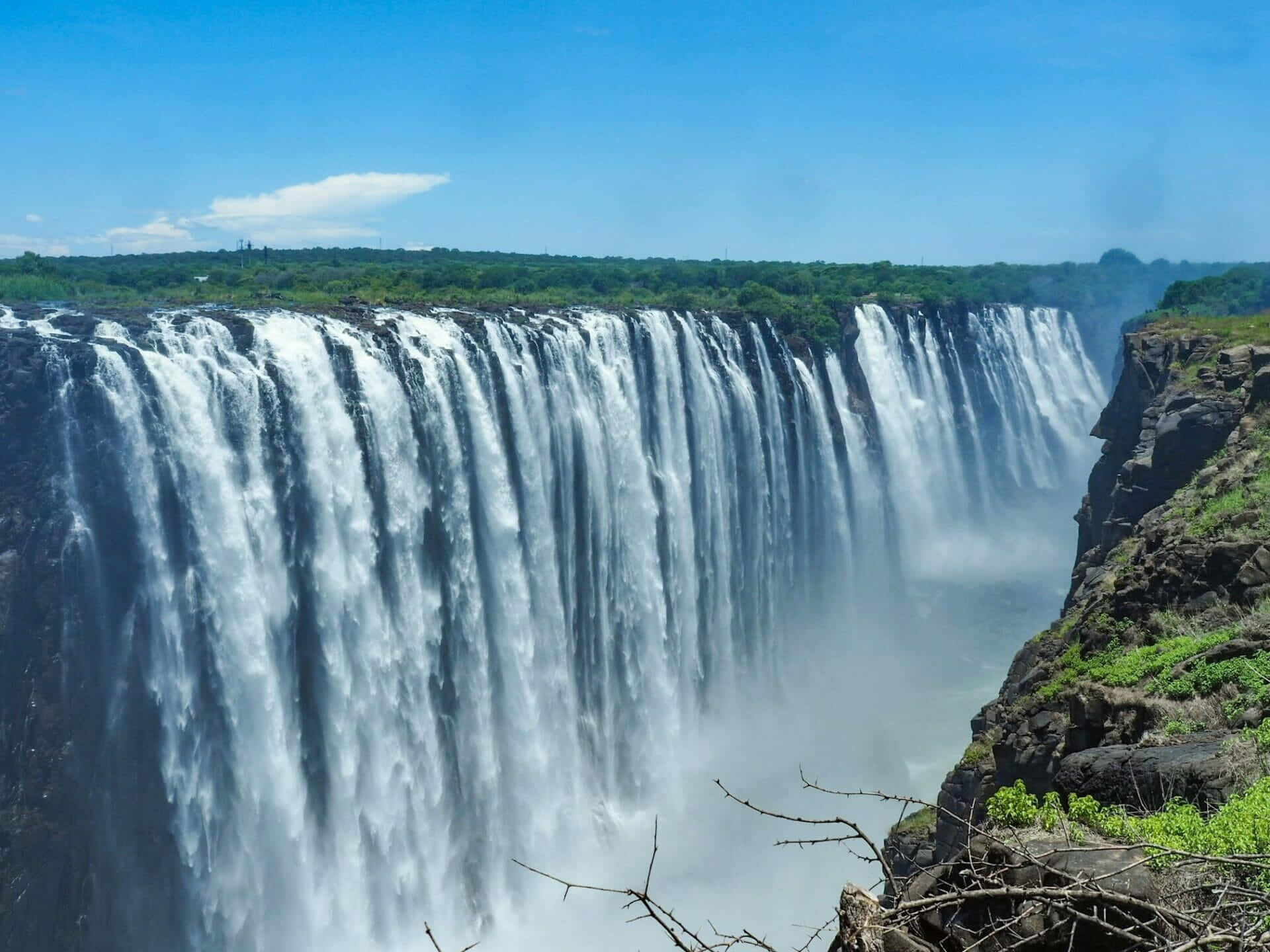 Kurtina ng Bumabagsak na Tubig ng Victoria Falls Wallpaper