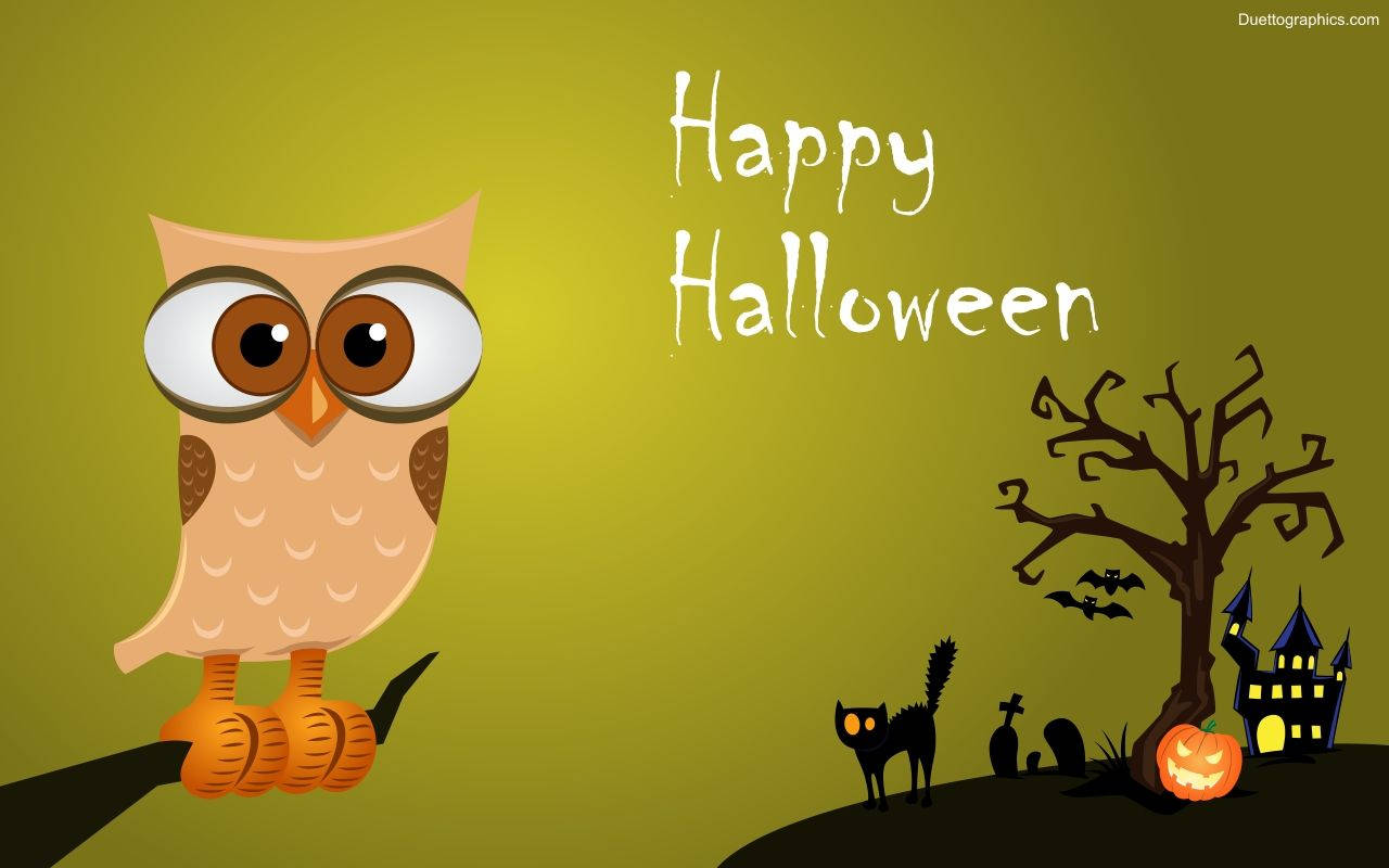 Kuwago para sa Halloween na Kawaii Wallpaper