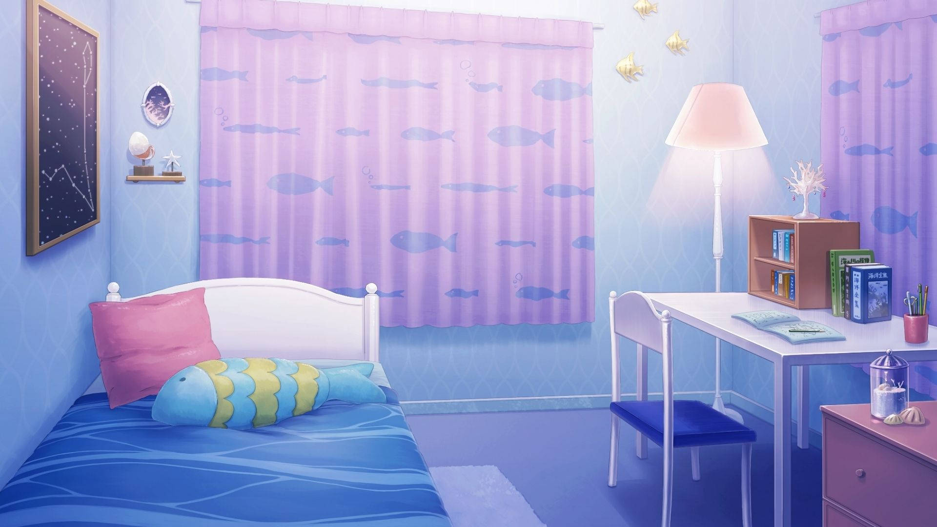 Kwartong Anime na Tema ng Dagat Wallpaper