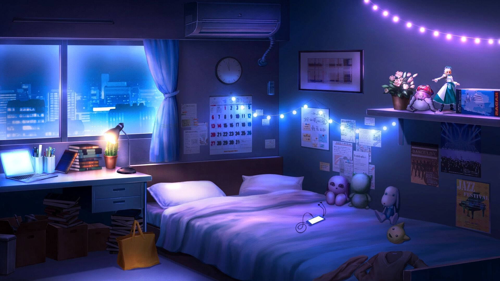 Kwartong Anime na Kumikinang Wallpaper