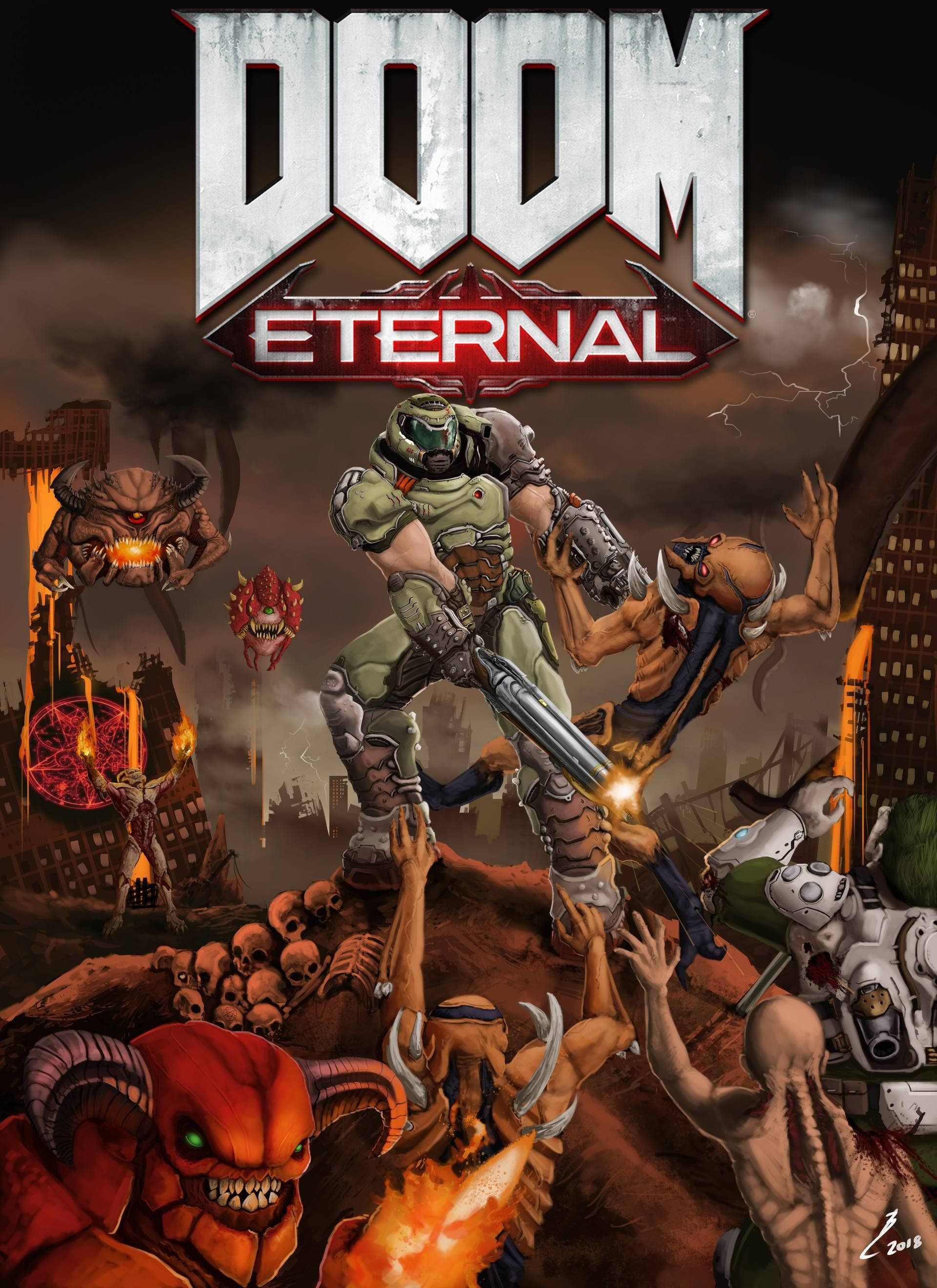 Labanan Laban sa mga Puwersa ng Impiyerno sa DOOM Eternal Wallpaper