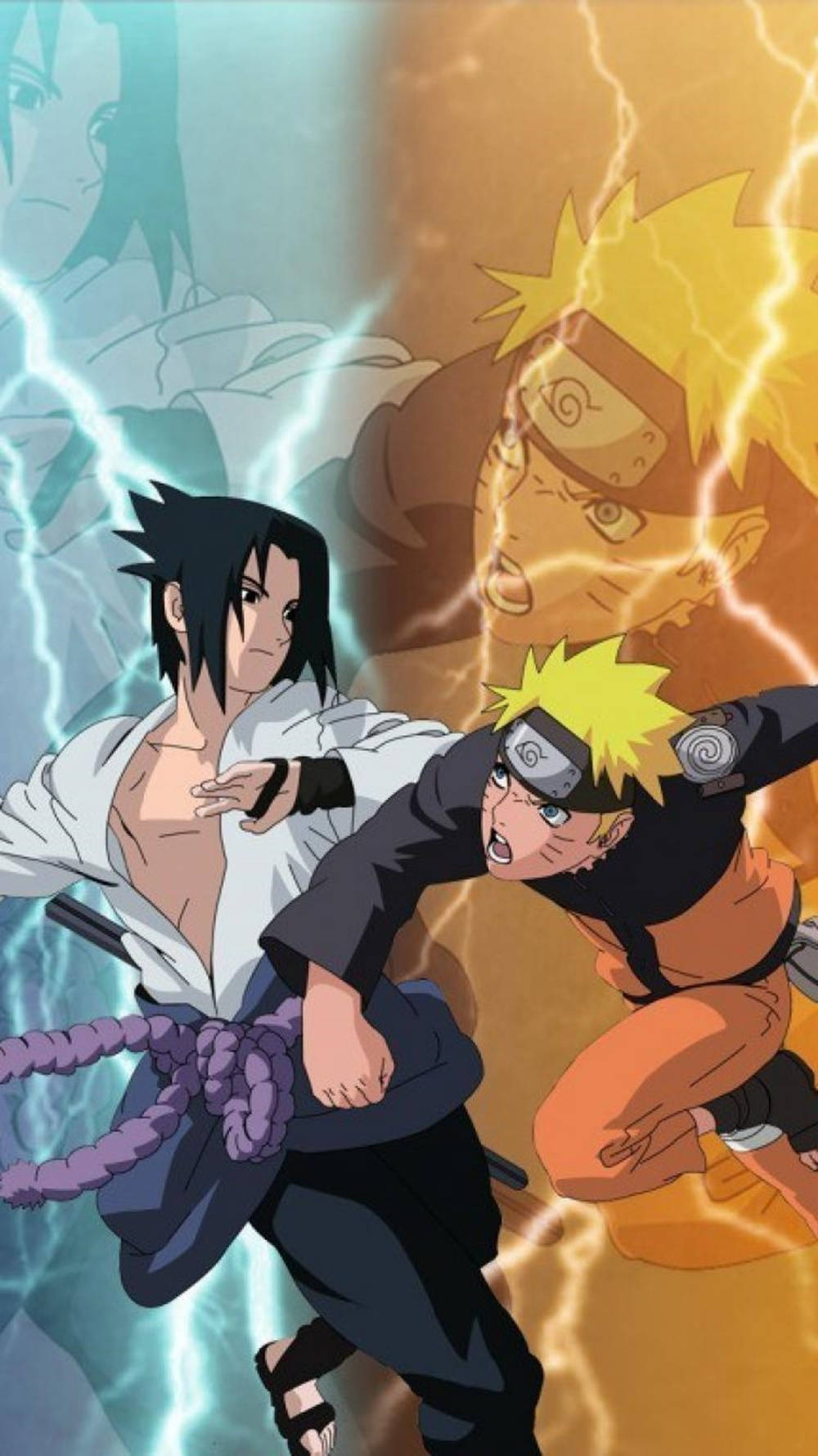 Labanan ng Brawl nina Sasuke at Naruto iPhone Wallpaper