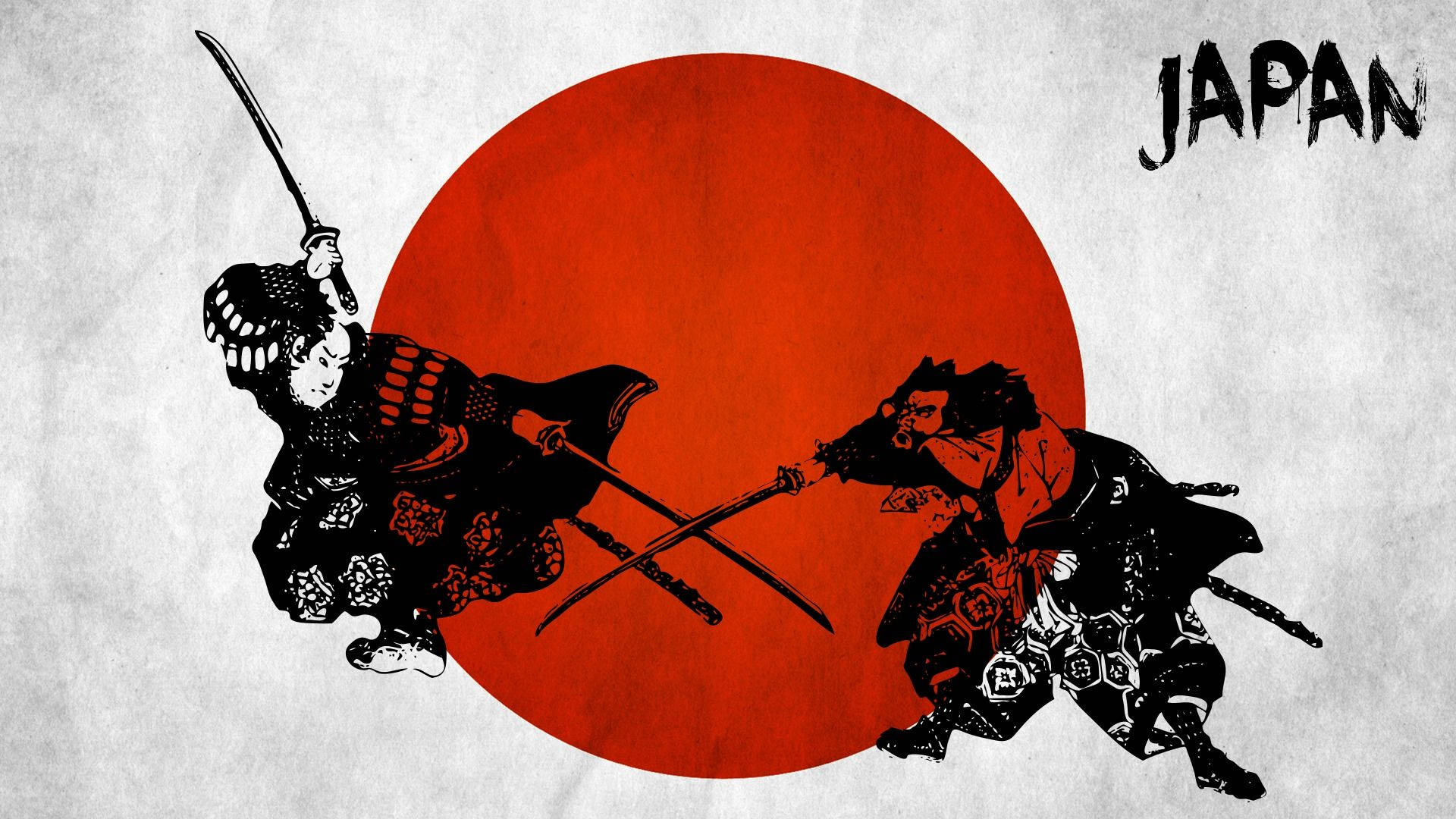 Labanan ng Samurai Hapon Gamit ang Espada't Watawat Wallpaper
