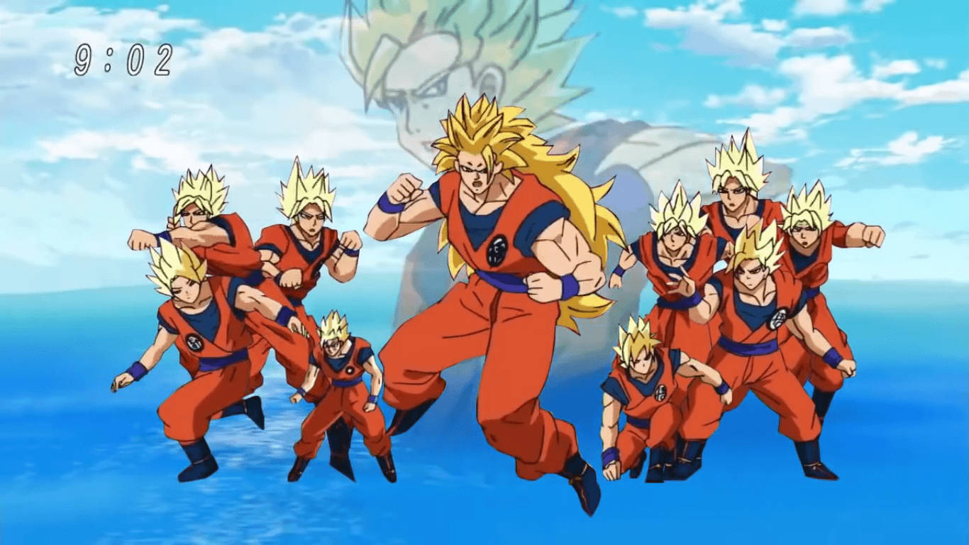 Labanan ni Goku ang masamang Majin Buo sa kasukdulan ng "Dragon Ball" anime saga Wallpaper