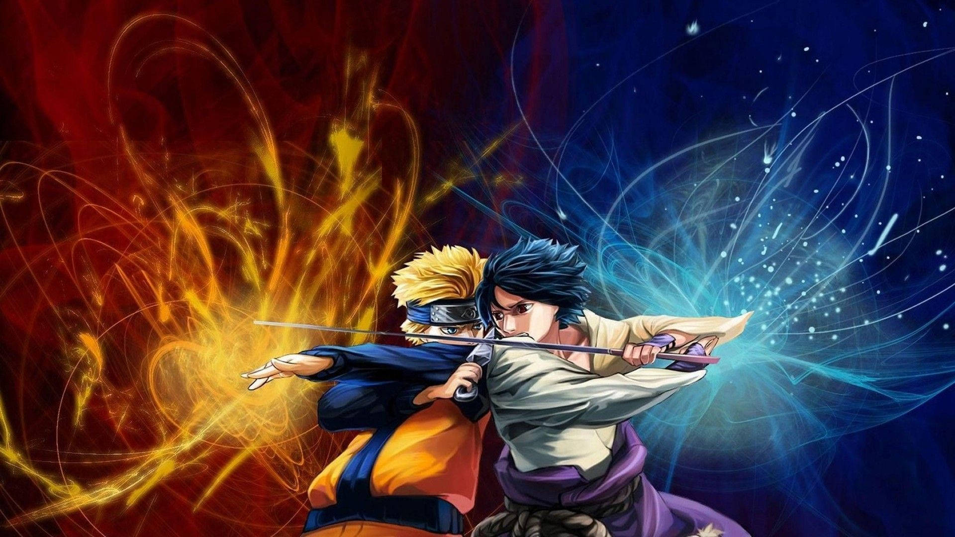Labanan nina Sasuke at Naruto para sa Laptop Wallpaper