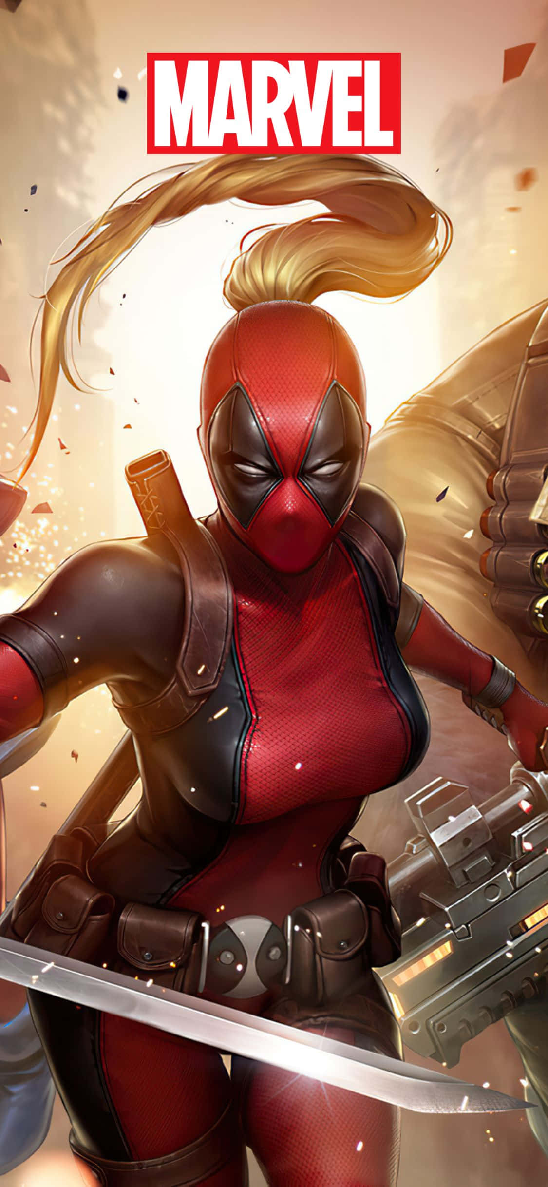 Lady Deadpool iPhone XS Marvel Background Wallpaper