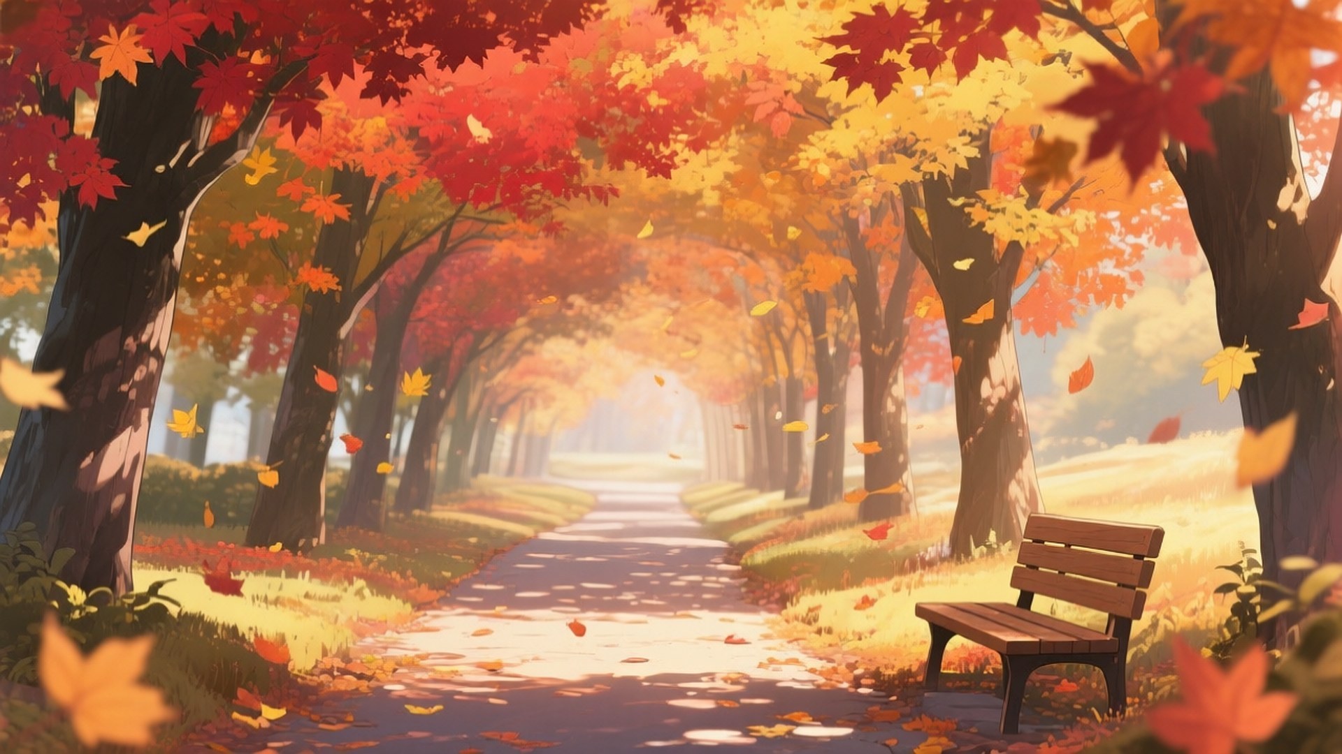 Lagusan ng Maple sa Taglagas Wallpaper