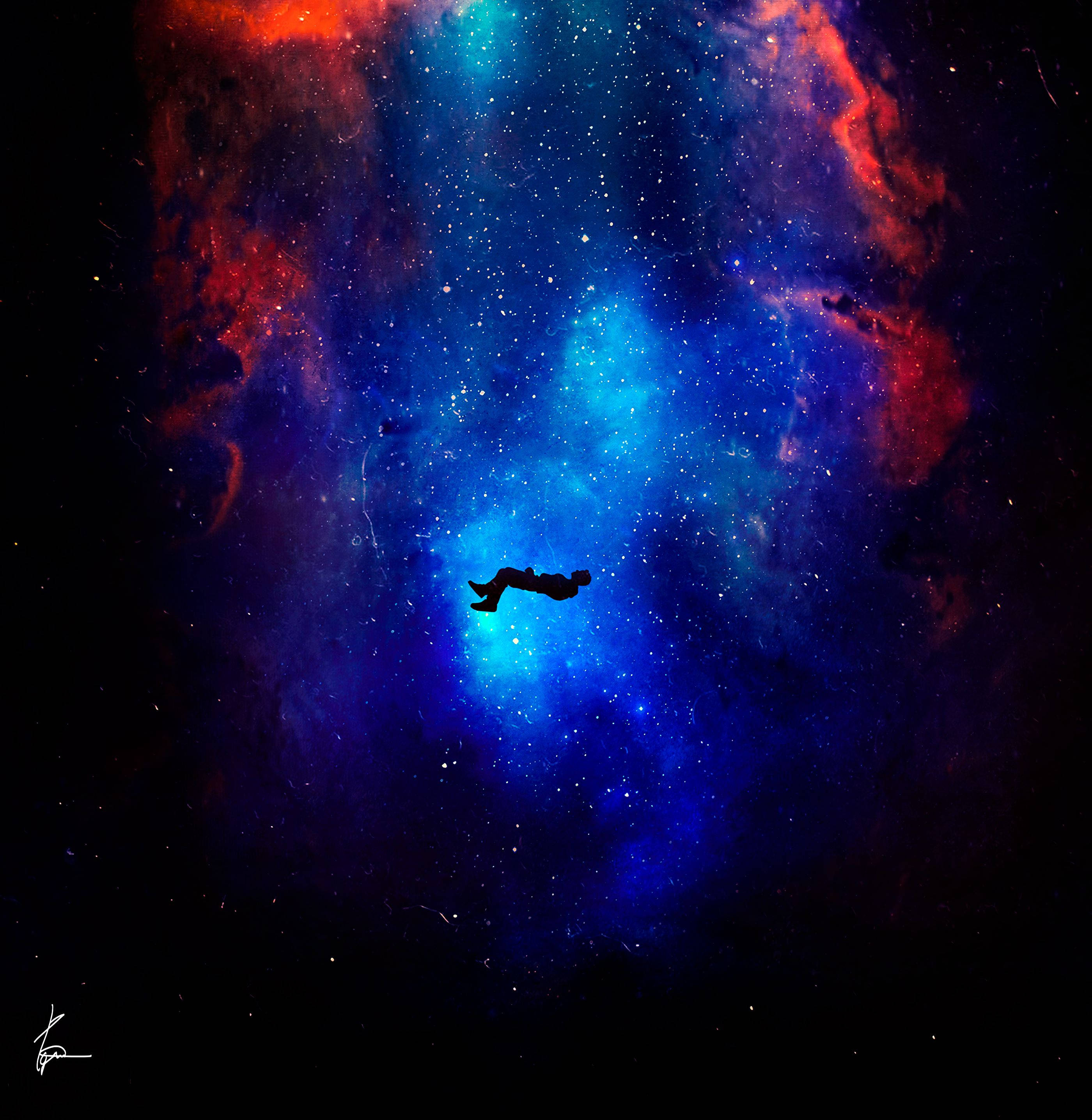 Lalaking Lumulutaw sa Kalawakan Universal Wallpaper