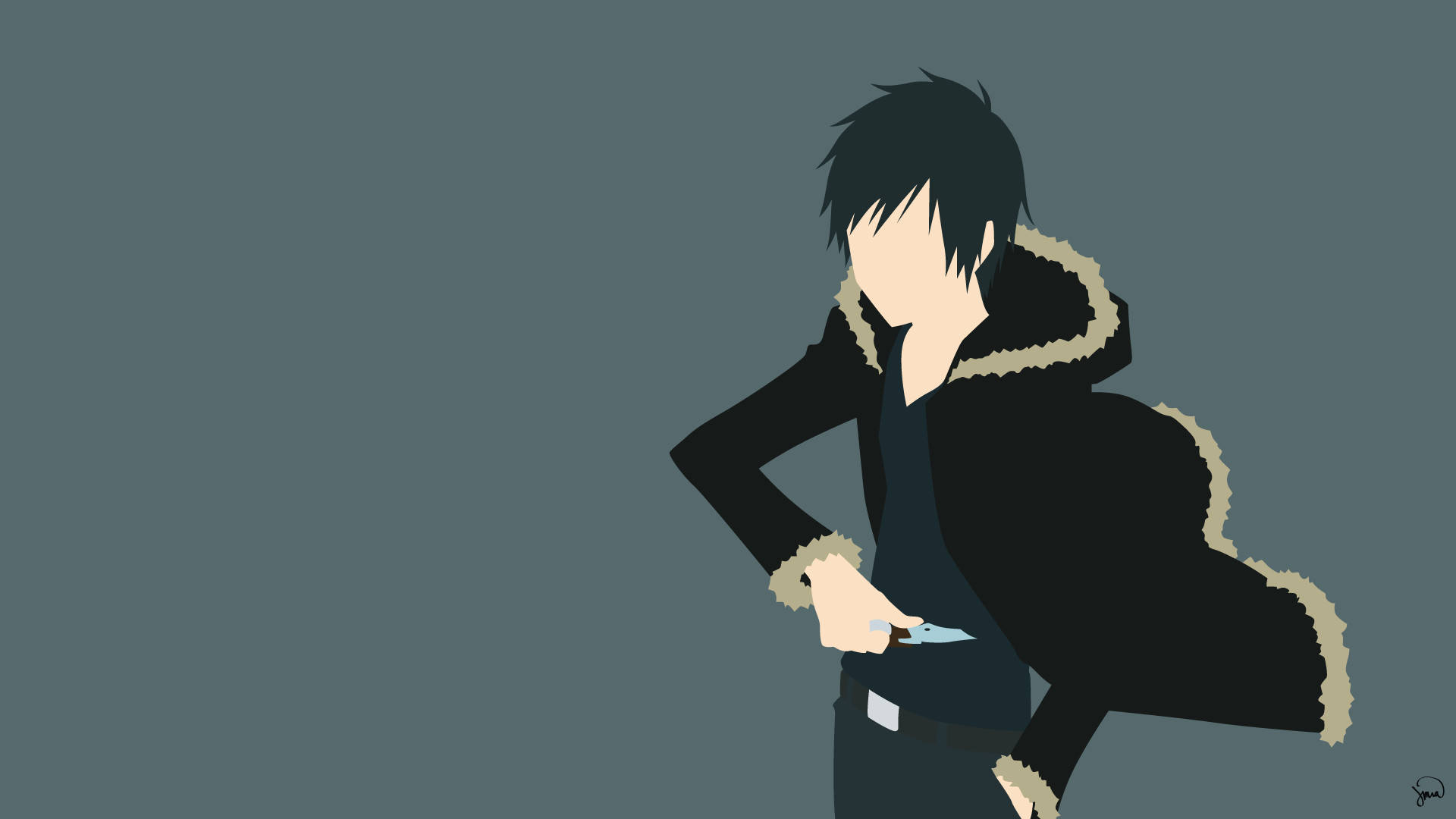 Lalaking May Jacket na Minimalist Anime Wallpaper