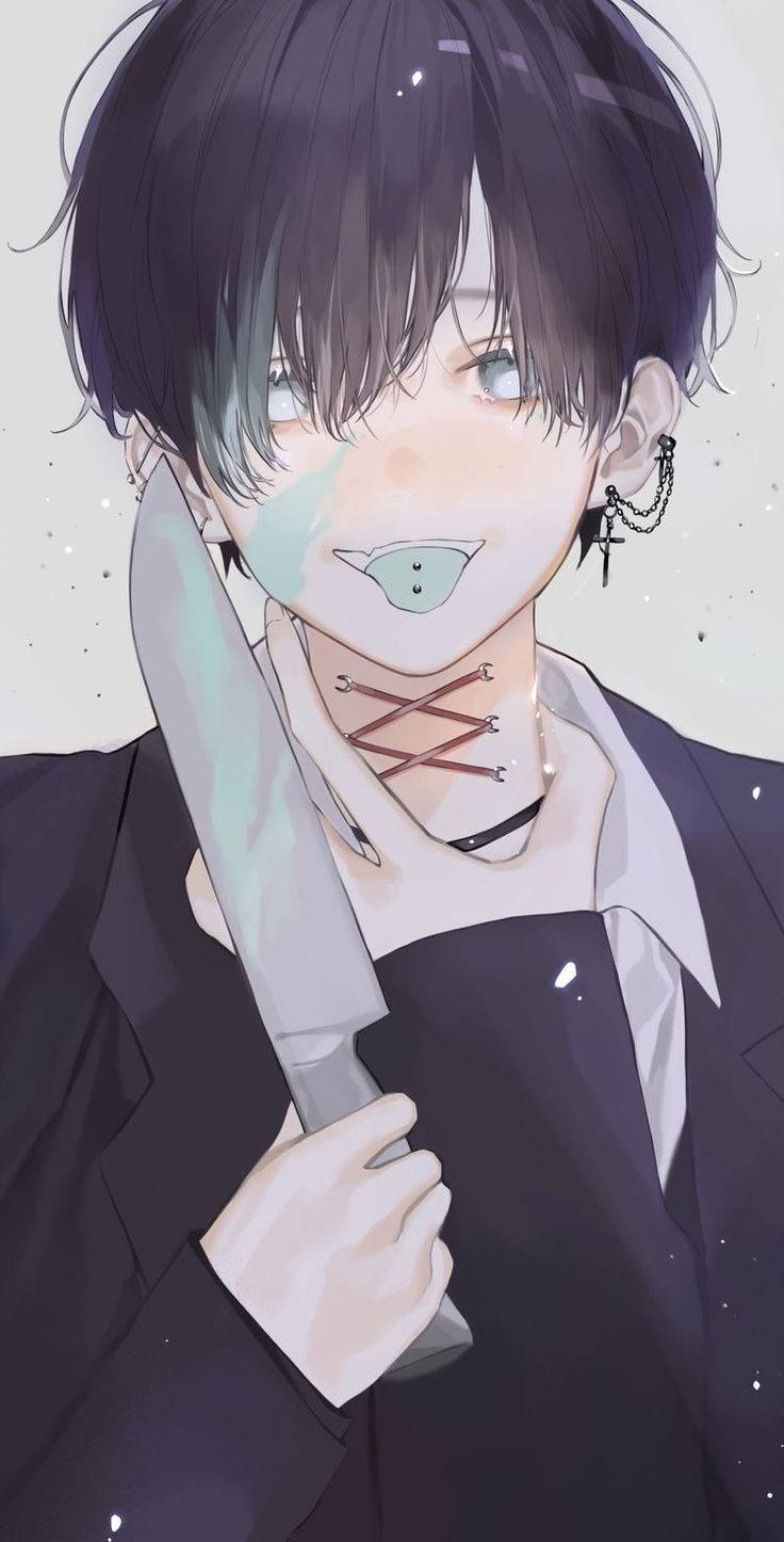 Lalaking May Kutsilyo na Edgy Anime Pfp Wallpaper