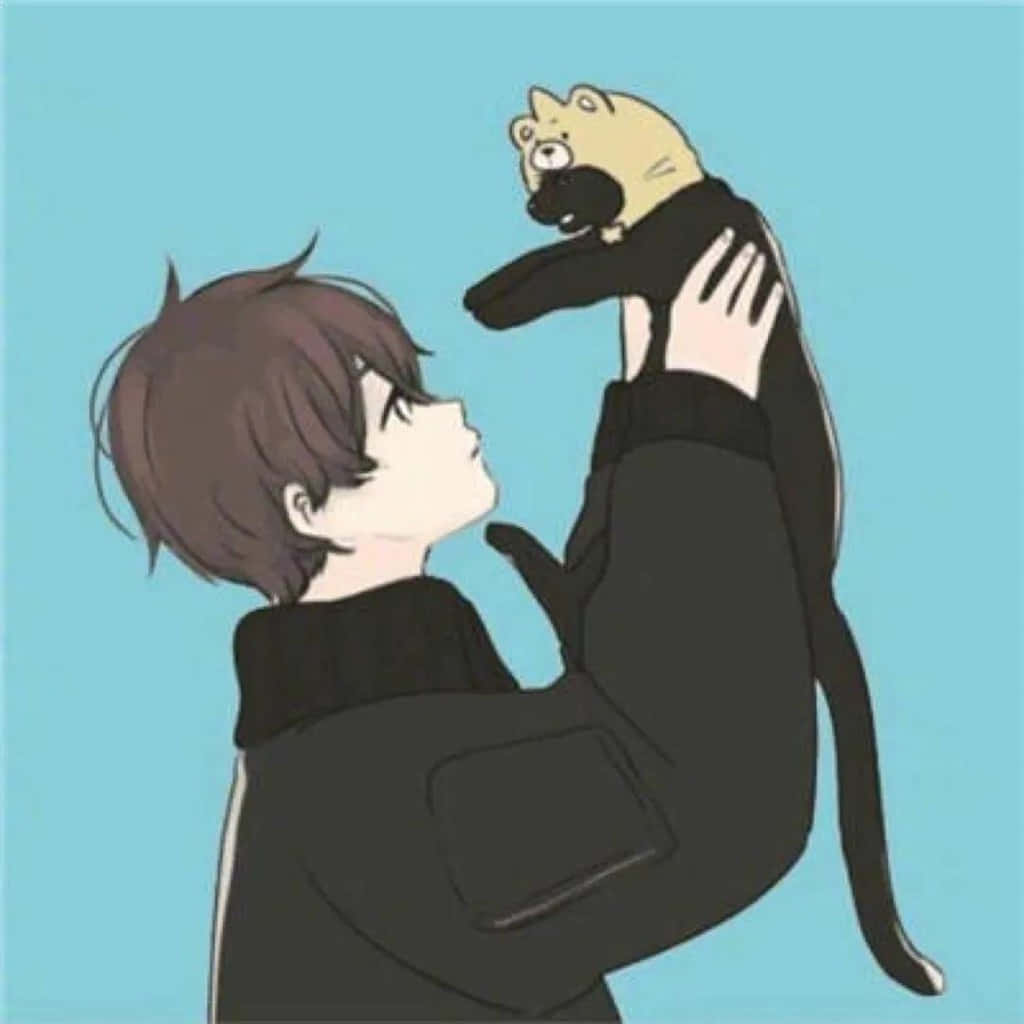 Lalaking May Pusa na Magkatugmang Anime Profile Picture Wallpaper