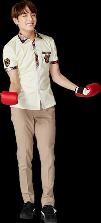 Lalaking Nakangiti na May Boxing Gloves Wallpaper