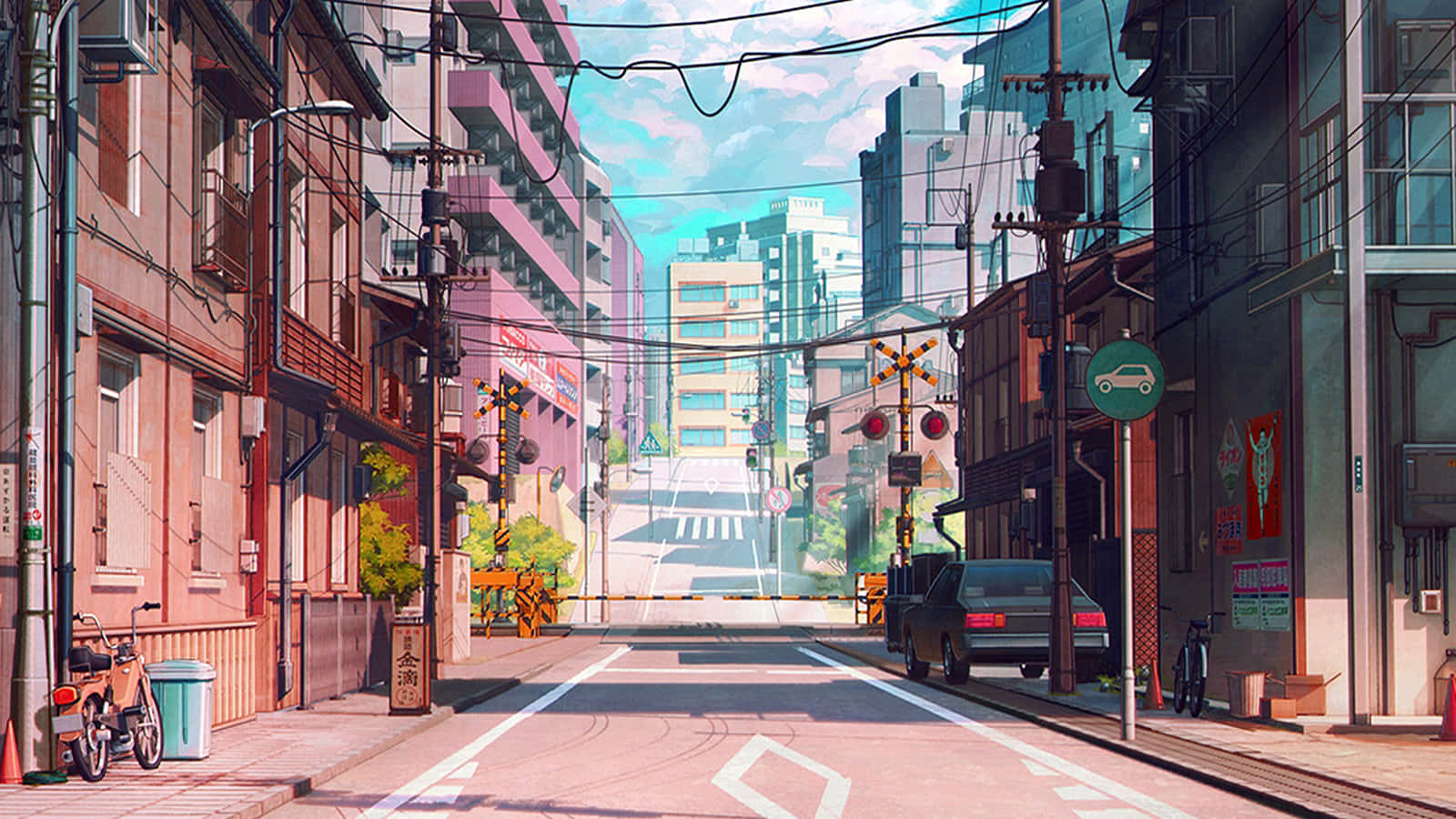 Lansangan ng Anime City ng Japan Wallpaper
