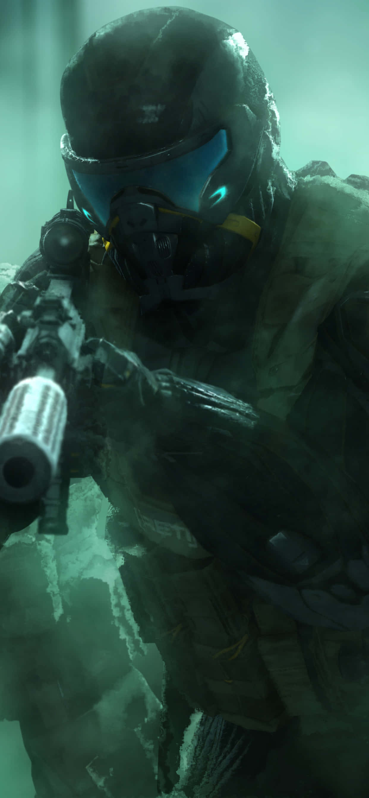 Larawan Ipakita ang iyong kapangyarihan sa larangan ng digmaan kasama ang iPhone Xs Max Crysis Warhead Wallpaper