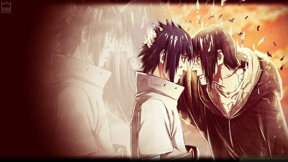 Larawan Naruto Itachi at Sasuke na Nagbabahagi ng Sandali Wallpaper