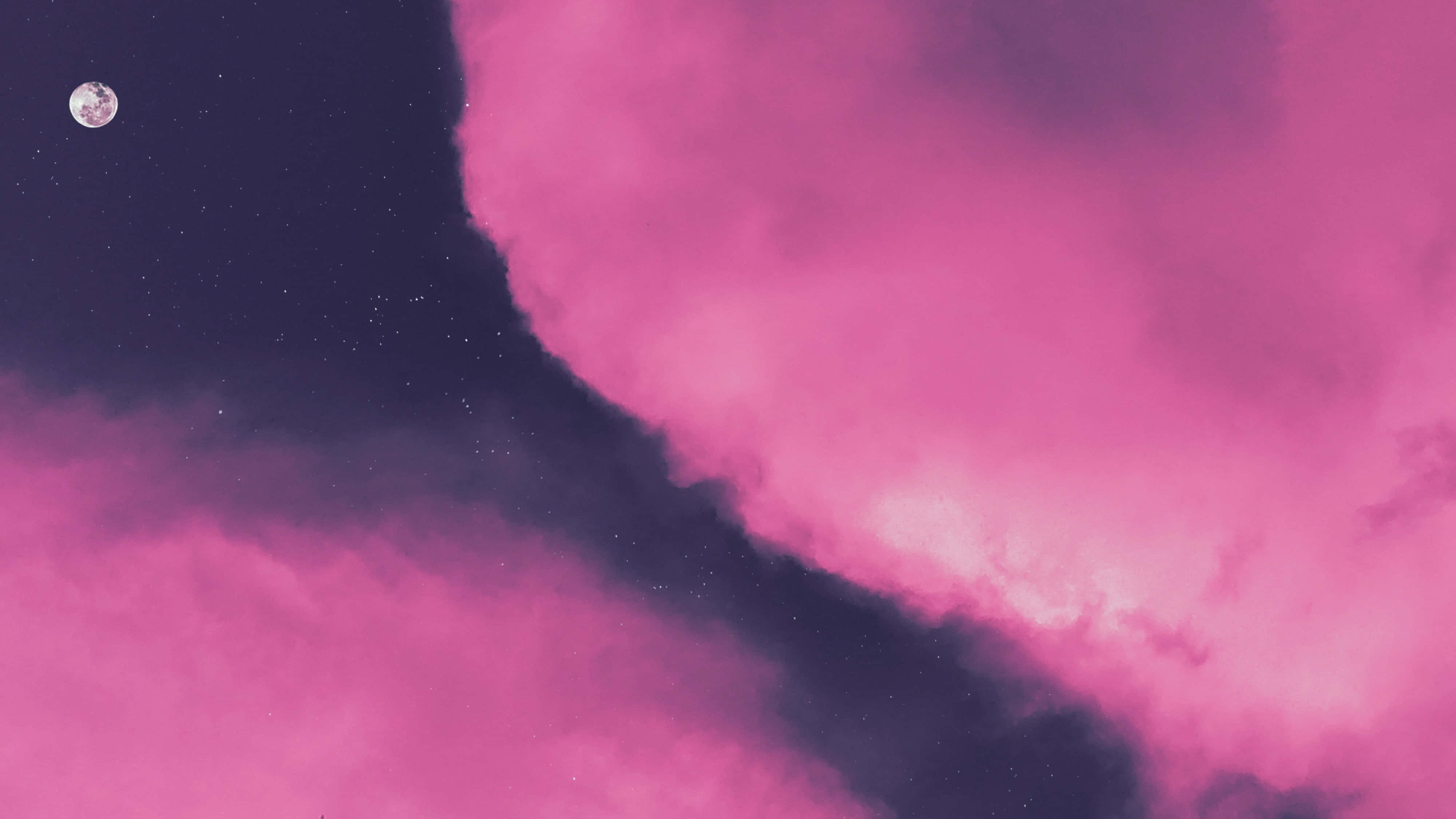 Larawan ng Buwan sa Mga Kulay Rosas na Ulap Wallpaper