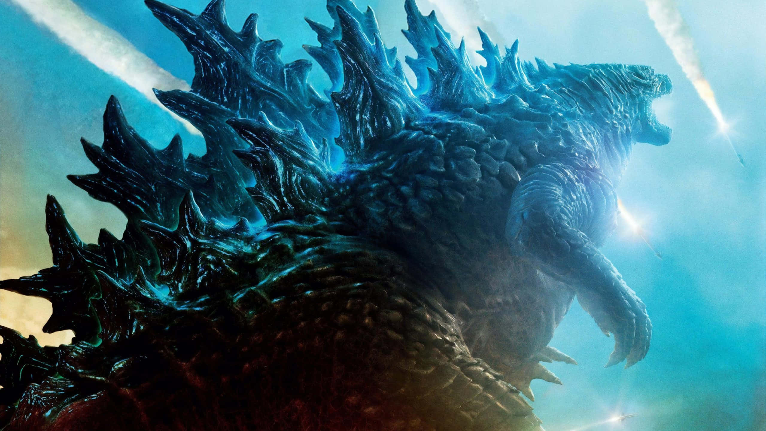 Larawan ng Godzilla na may Neon Blue na Misil Wallpaper