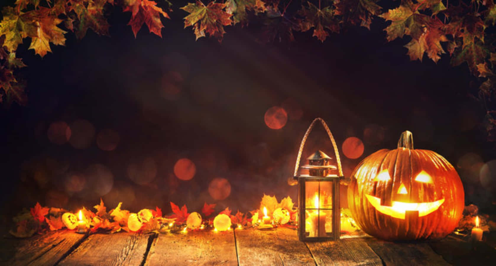 Larawan ng Lampara at Kalabasa para sa Halloween Wallpaper